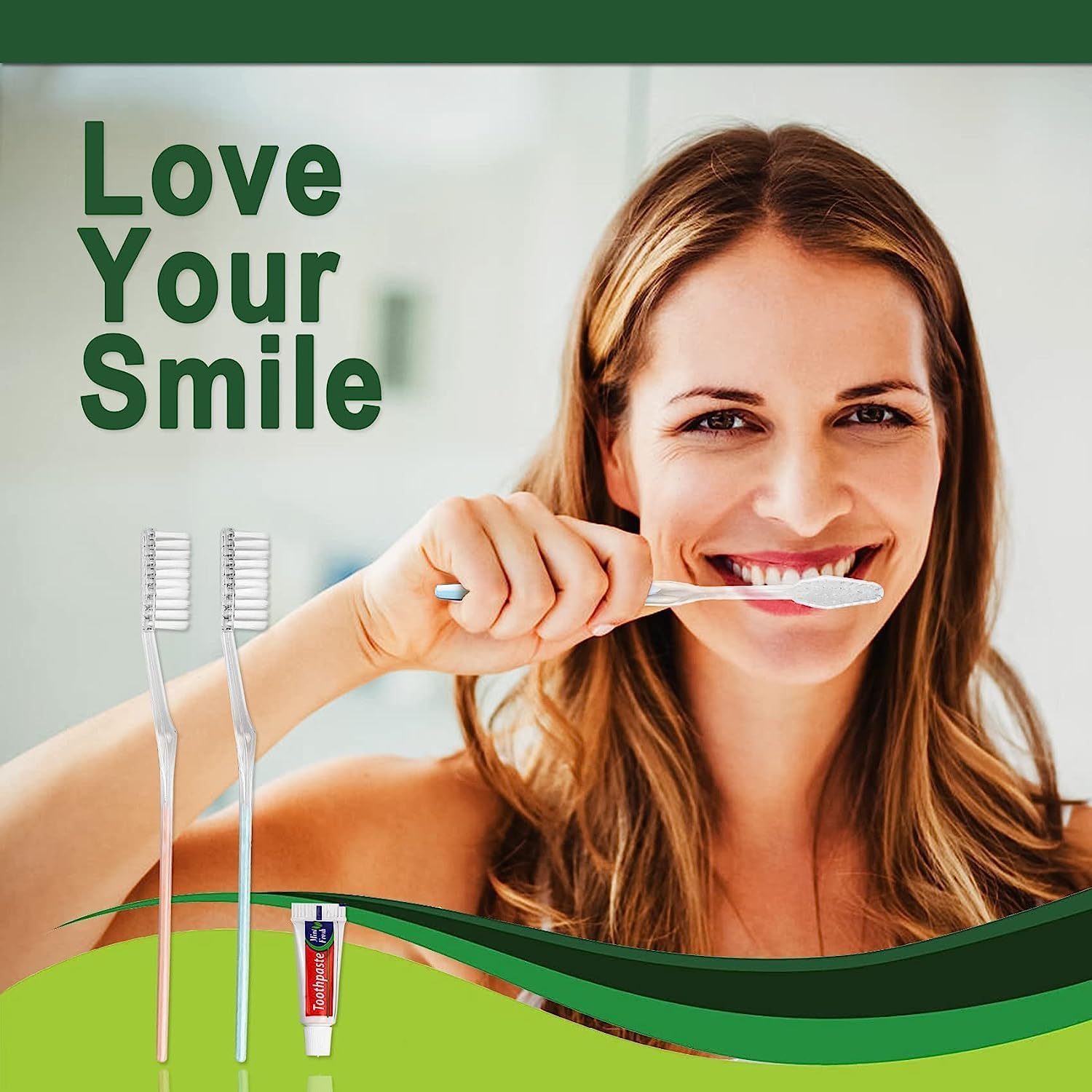 Paquete de 50 cepillos de dientes desechables con pasta de dientes, cepillos de dientes desechables envueltos individualmente, cepillos de dientes a
