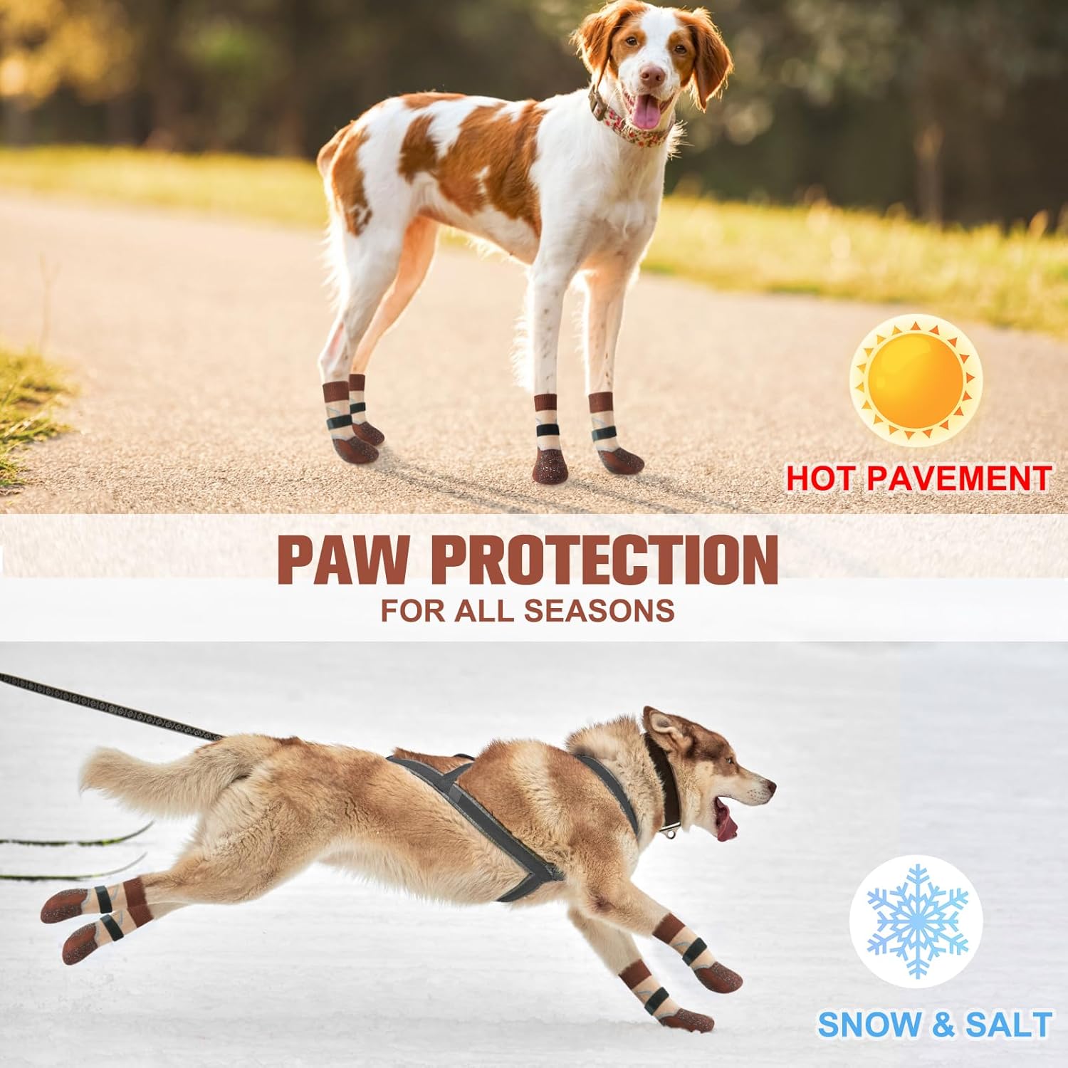 BEAUTYZOO Calcetines reflectantes antideslizantes para perros para evitar lamer las patas, zapatos de perro para suelos de madera dura en pavimentos
