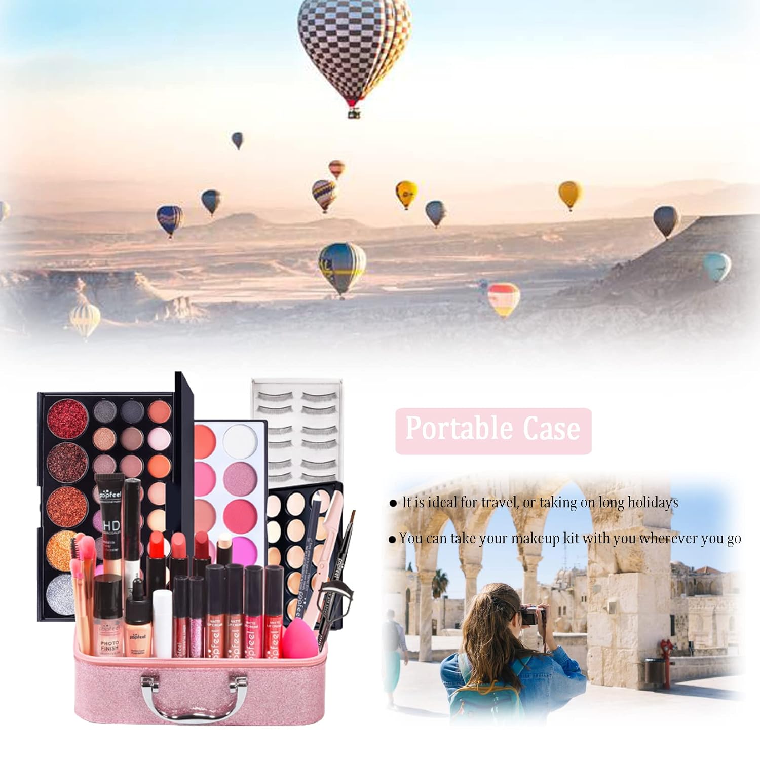 FantasyDay Kit de maquillaje, los juegos de maquillaje premium incluyen base, paleta de sombras de ojos, lápiz labial, juego de brochas de