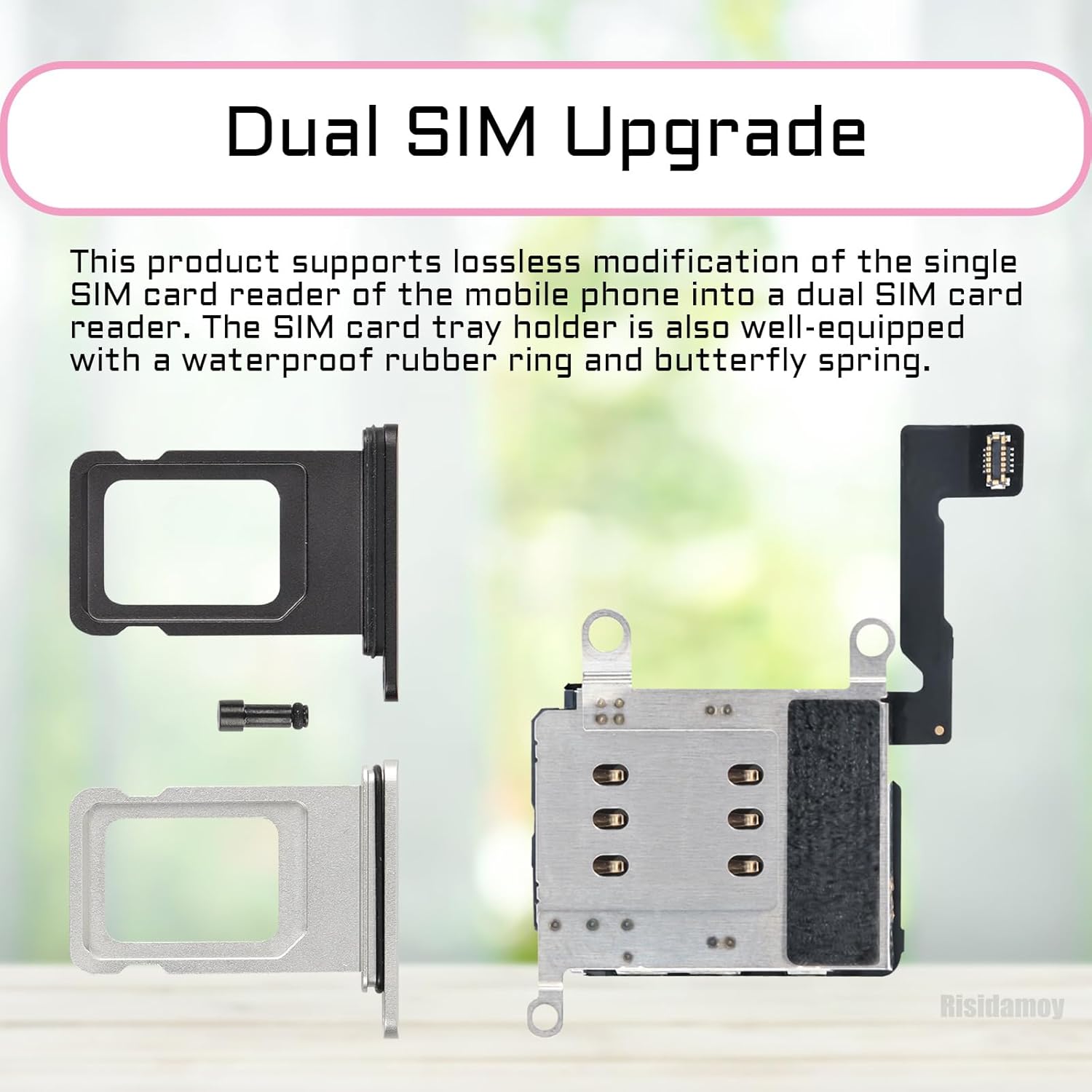 Para iPhone 12 PRO MAX Dual SIM lector de tarjetas Flex Cable con Negro y Plata SIM Doble Ranura Bandeja Soporte Adaptador Reemplazo 12PROMAX Sim