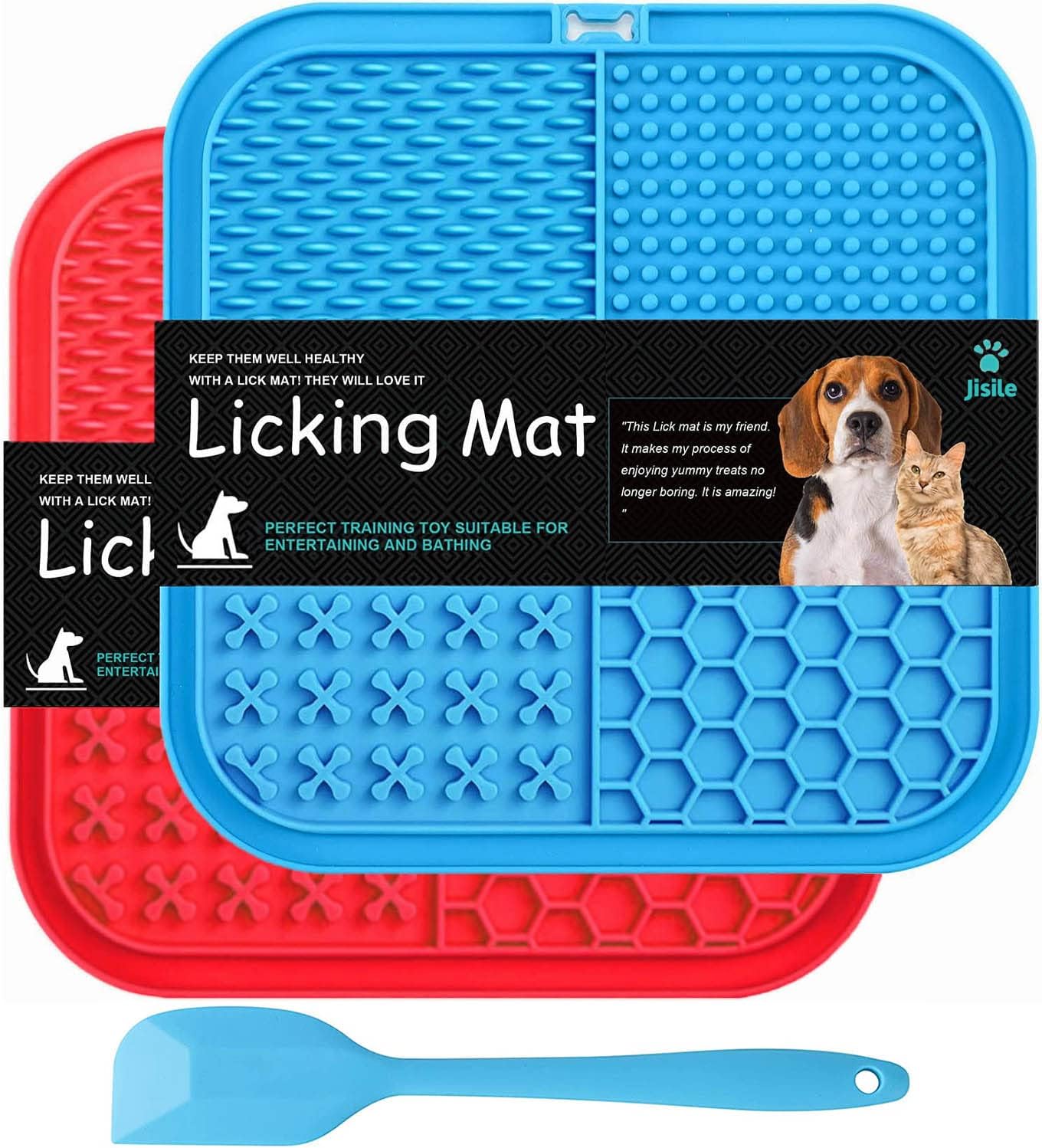 Tapete para lamer perros y gatos, paquete de 2, apto para lavavajillas, alimentador lento para cachorros, suministros para mascotas, juguetes para
