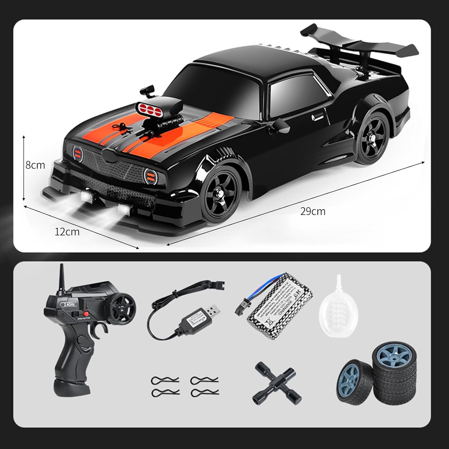 GoolRC Coche eléctrico con control remoto, coche eléctrico rápido y furioso, autos a control remoto 116, auto de pulverización de control remoto de