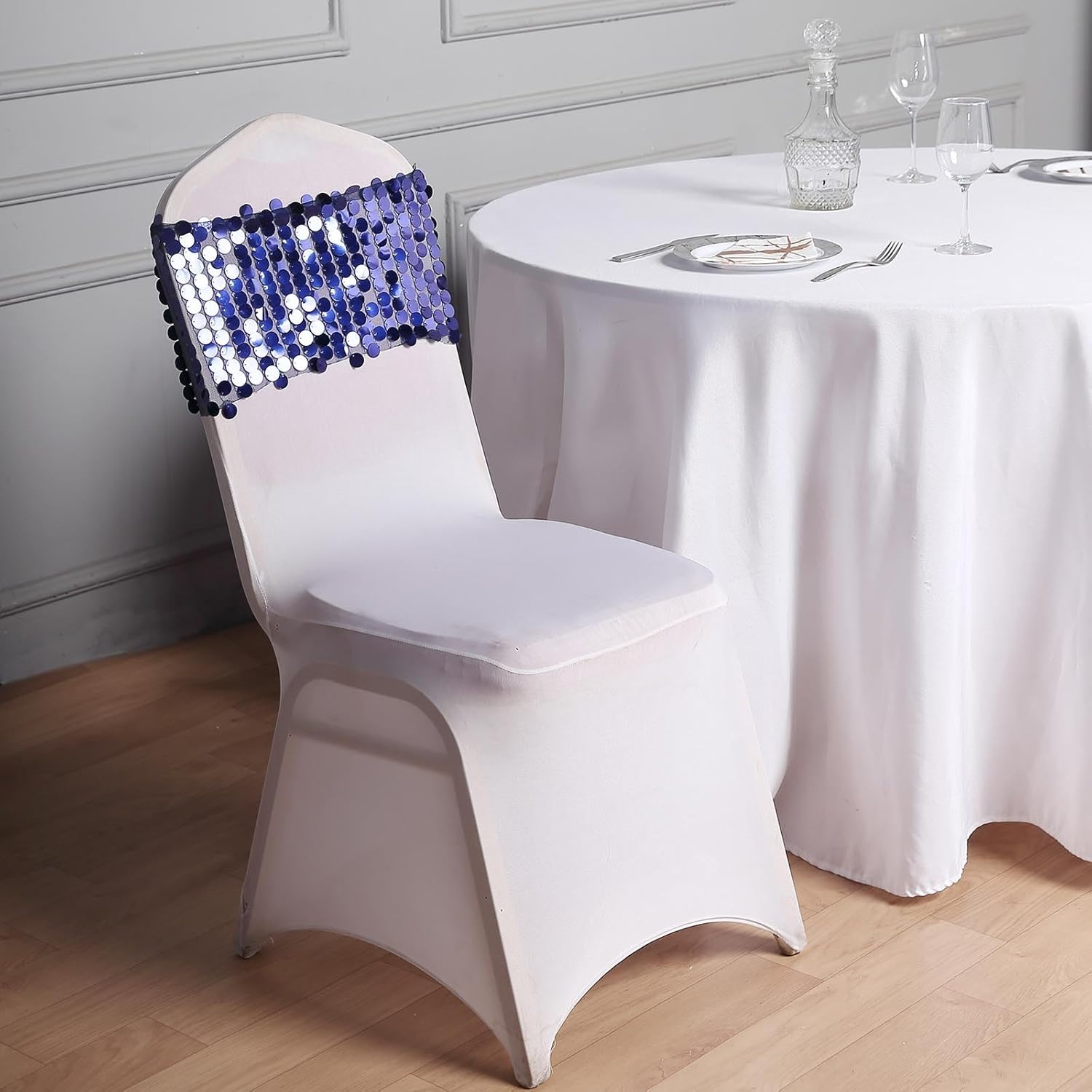 Efavormart – 100 fundas para sillas de banquetes de elastano elástico blanco para banquetes y eventos, para bodas, fiestas, banquetes y catering