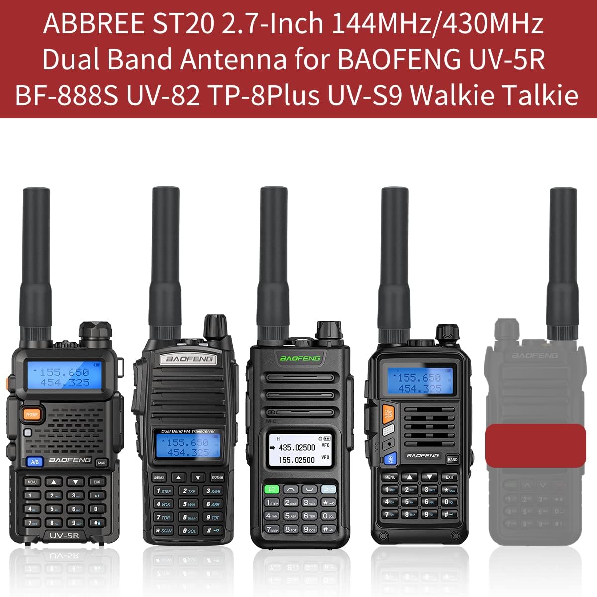 ABBREE – Mini antena de radio de jamón hembra SMA de 2.7 pulgadas de doble banda VHF UHF 144MHz430MHz antena Walkie Talkie para GMRS Radio BAOFENG