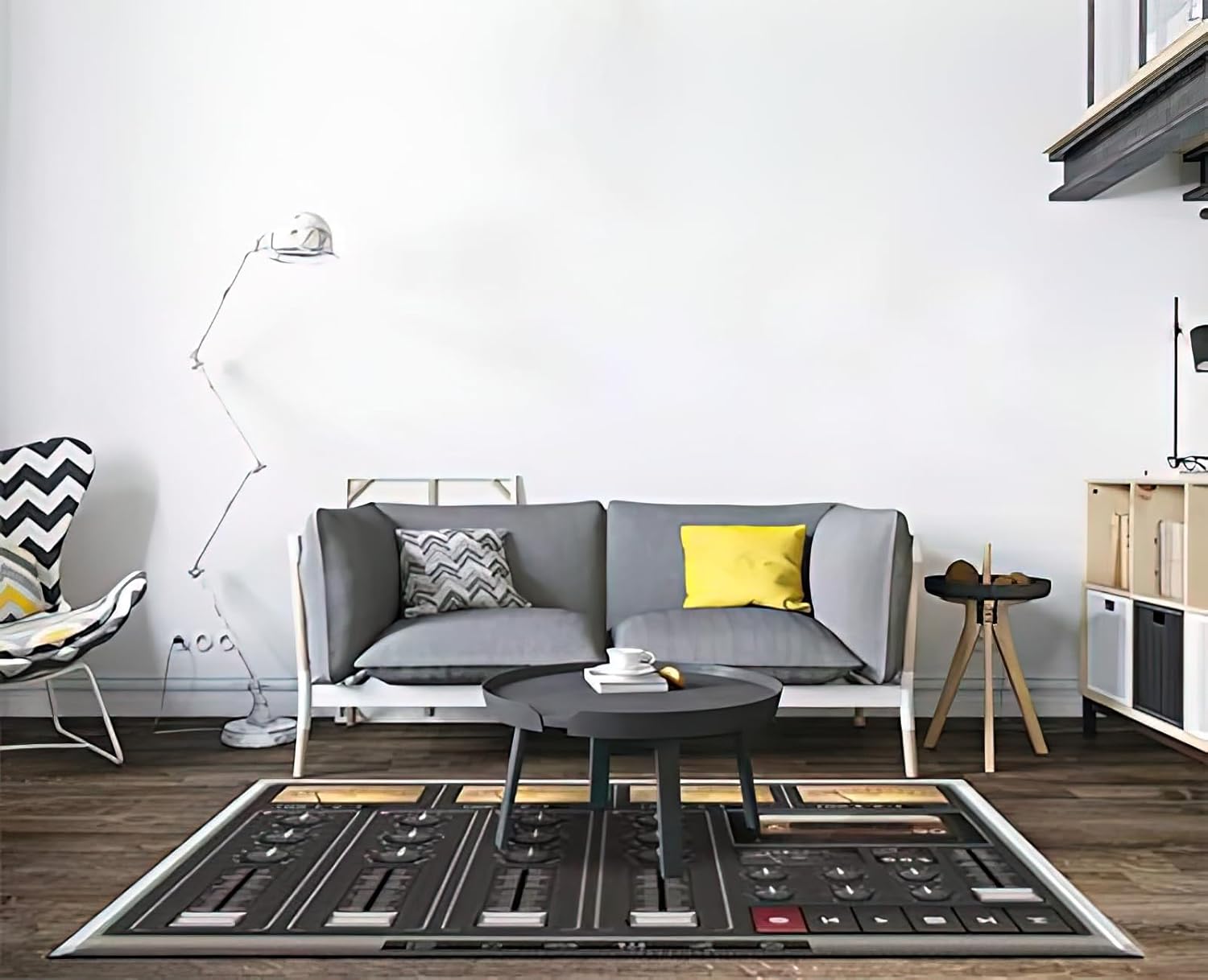 Alfombra estéreo retro, para estudio de grabación para amantes de la música, antideslizante, de fácil cuidado, alfombra de área grande, alfombra