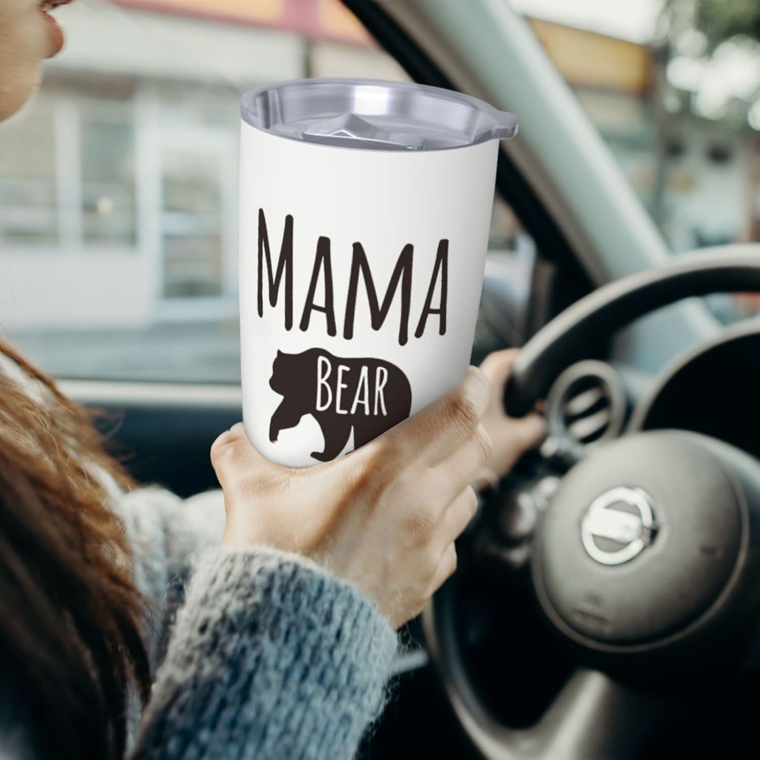 Funny Mama Bear – Vaso de 20 onzas con tapa, regalos de Navidad para mamá y madre, regalos de cumpleaños para mujeres, abuela y abuela – Taza de