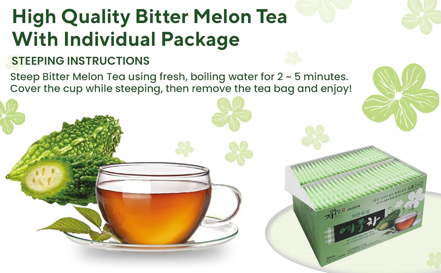 Té de melón amargo 50 bolsas de té y 30 palitos de té de limón KOMBUCHA