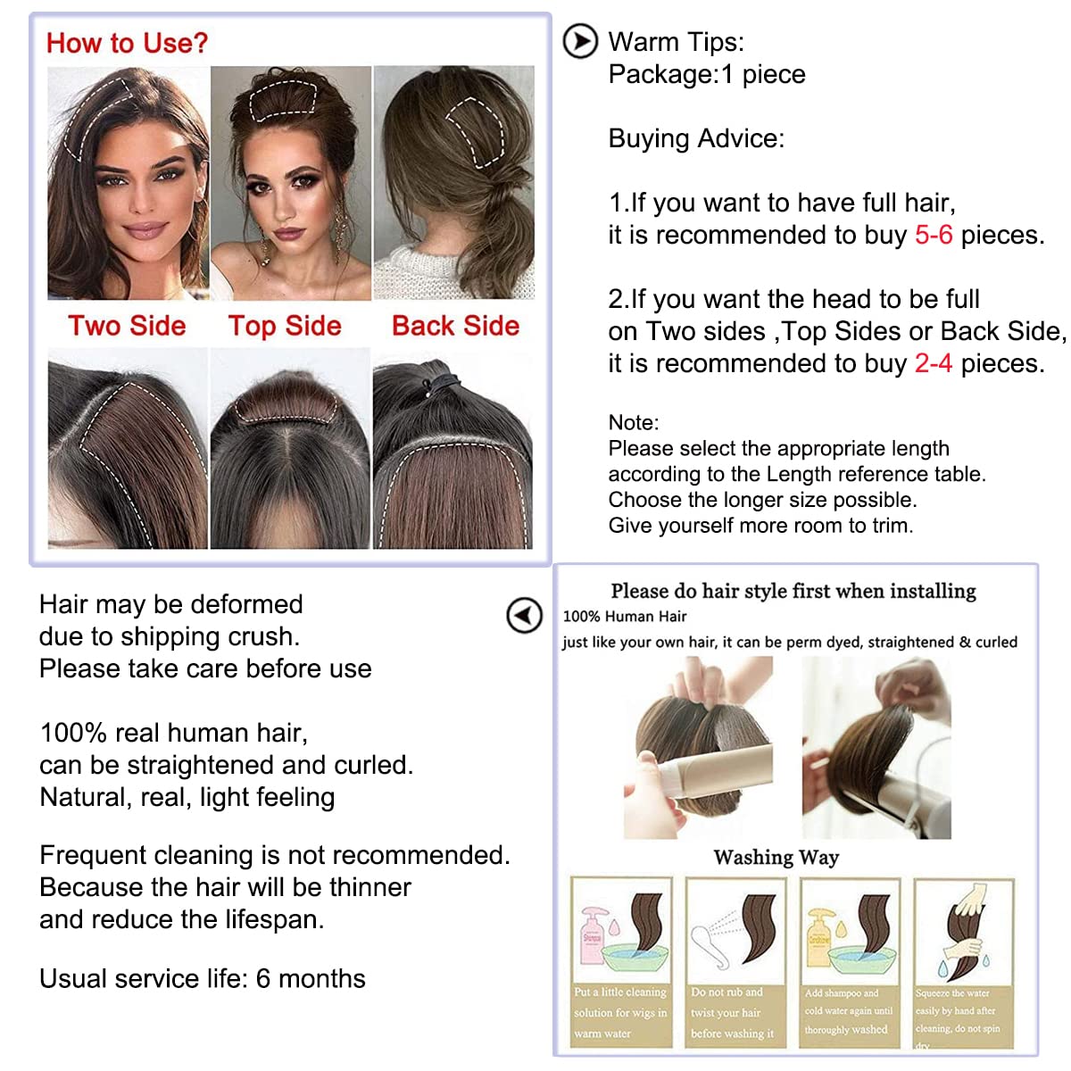 FEIPRO Extensiones invisibles de cabello humano con clip para mujeres con cabello cortocabello adelgazante sedoso lacio de una pieza frontal añade
