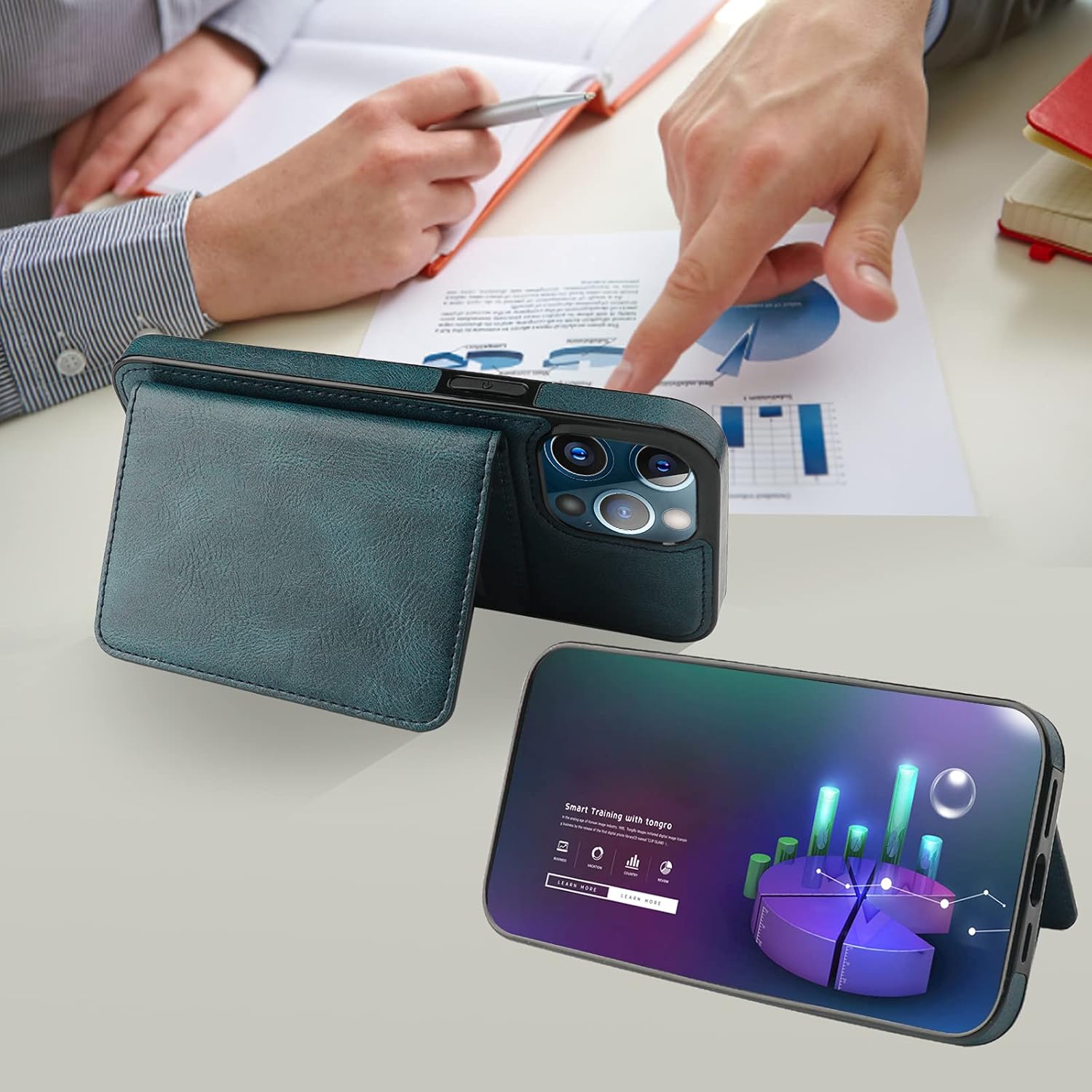 Bocasal Funda tipo cartera para iPhone 13 Pro Max compatible con MagSafe magnético RFID bloqueo desmontable de piel sintética de alta calidad con
