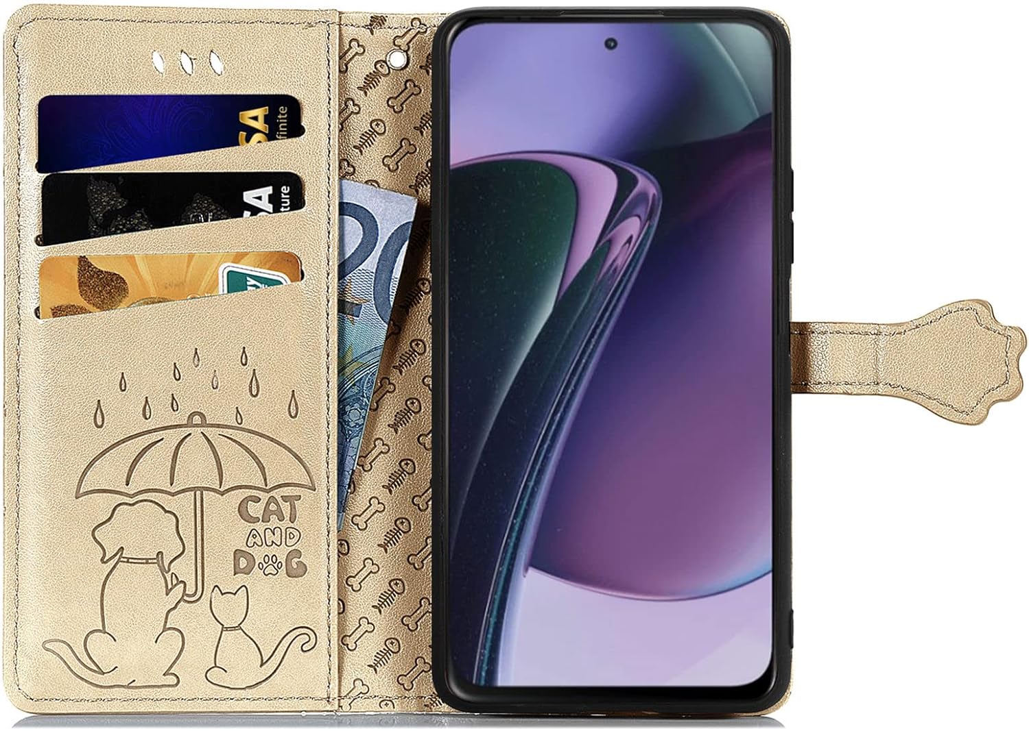 Funda tipo cartera de piel sintética para Moto G Stylus 5G 2023, diseño de perros y gatos con cierre magnético y ranuras para tarjetas de efectivo
