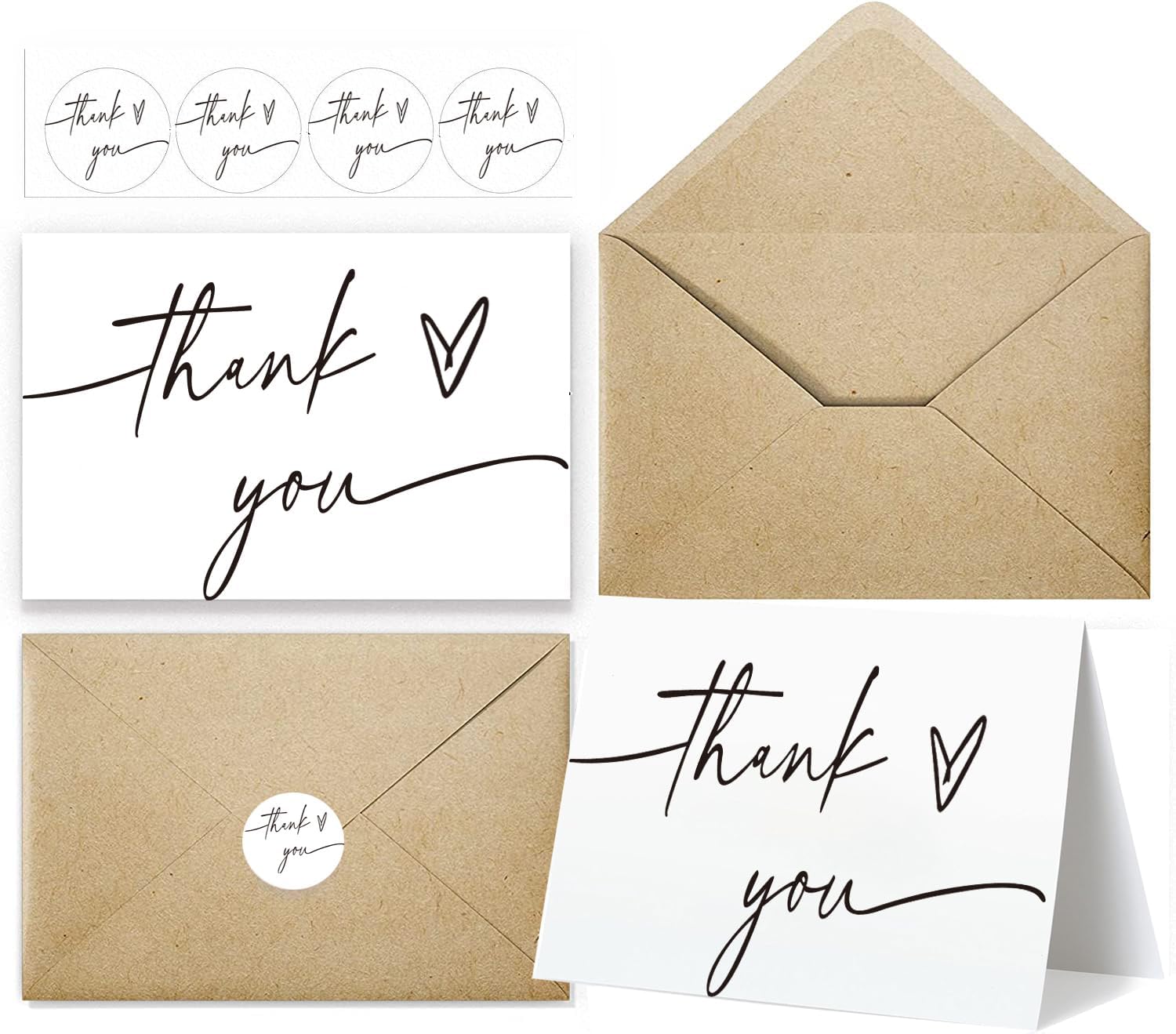 Tarjetas de agradecimiento con sobres de 4 x 6, diseño minimalista, notas de agradecimiento con sobres para baby shower, boda, pequeña empresa,