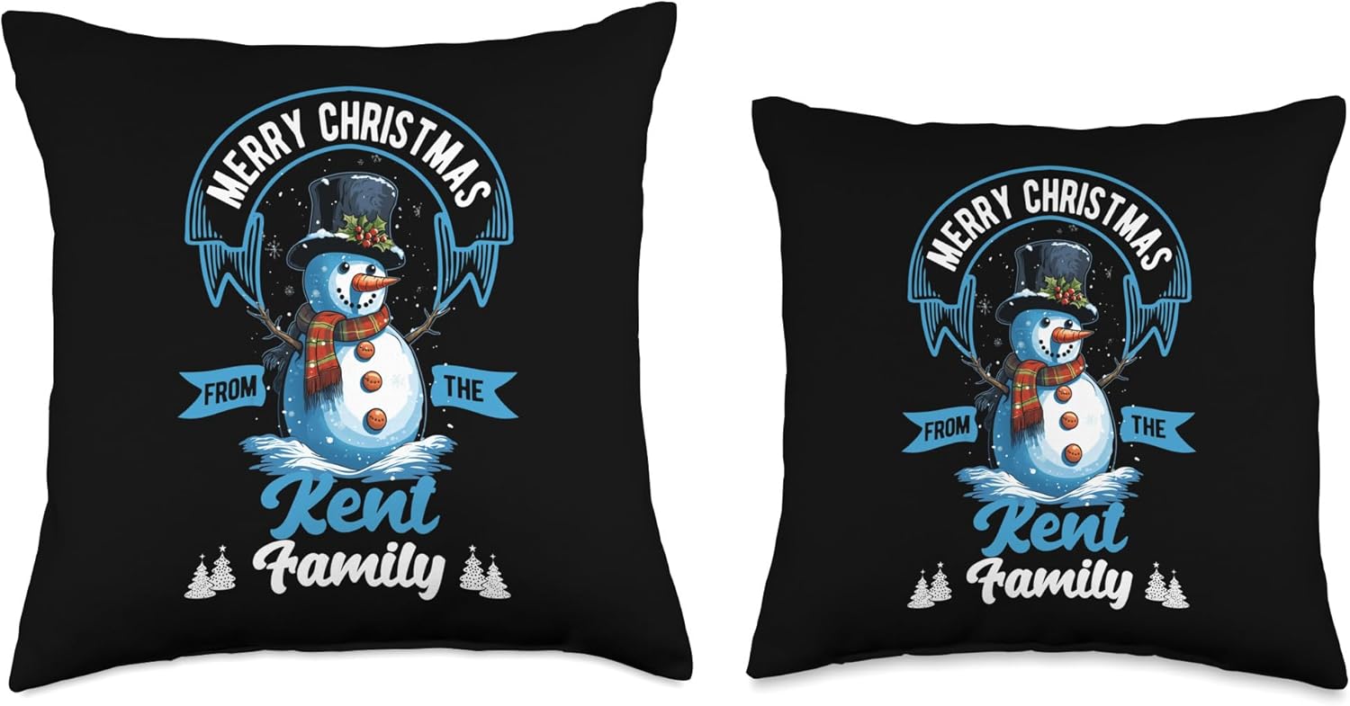 Kent Family Christmas Matching Shirt Xmas Gifts Kent Family Christmas Costume Snowman Matching Xmas Party Throw Pillow, 16×16, Multicolor