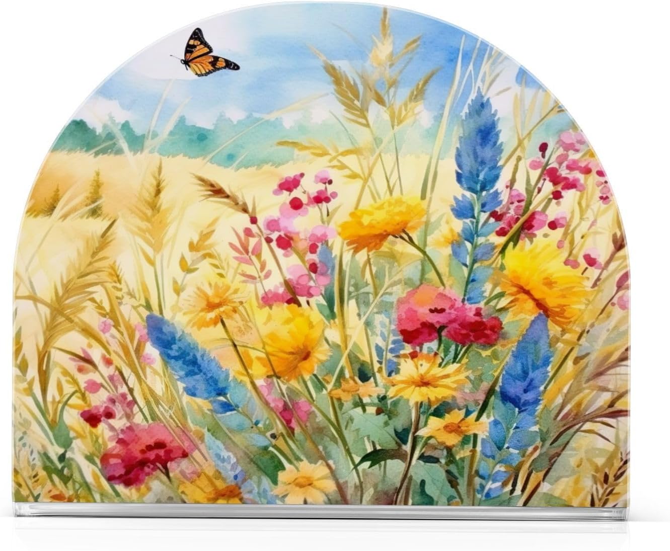 Napkin Holder Rural Flowers and Butterfly Napkin Holders for Tables, Clear Acrylic Napkin Holders Cocktail Napkin Holder for Kitchen Restaurant Bar