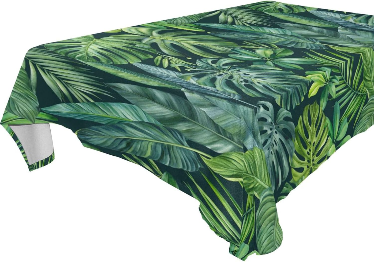 ZOEO Mantel rectangular con estampado de hojas de palmera tropical, color verde, moderno, mantel decorativo lavable para mesa de cocina, comedor,