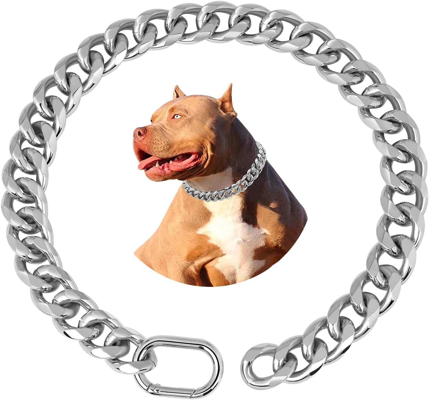 BAOBOTE Collar de cadena de metal chapado en plata de 18 quilates de 0.748 in de grosor para perros (16 pulgadas, plateado)