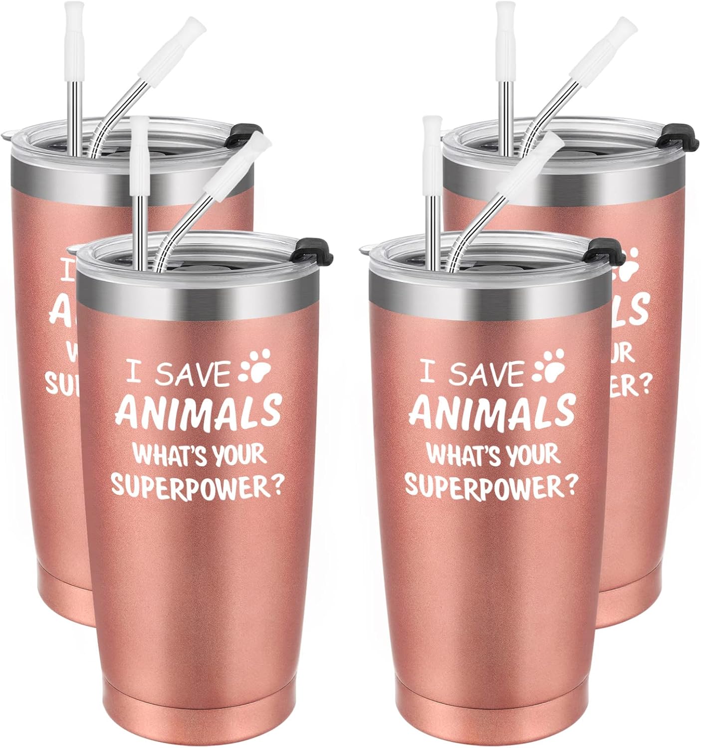 Vaso de acero inoxidable con tapa con texto en inglés “I Save Animals, Whats Your Superpower-Vet Tech, regalo de tecnología veterinaria, ideas de