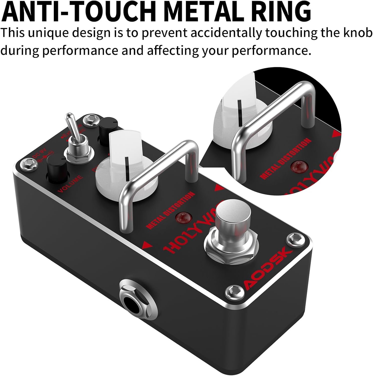 Pedal de efecto de guitarra de distorsión, distorsión de metal, 2 modos clásico, extremo, mini pedal de guitarra eléctrica portátil True Bypass