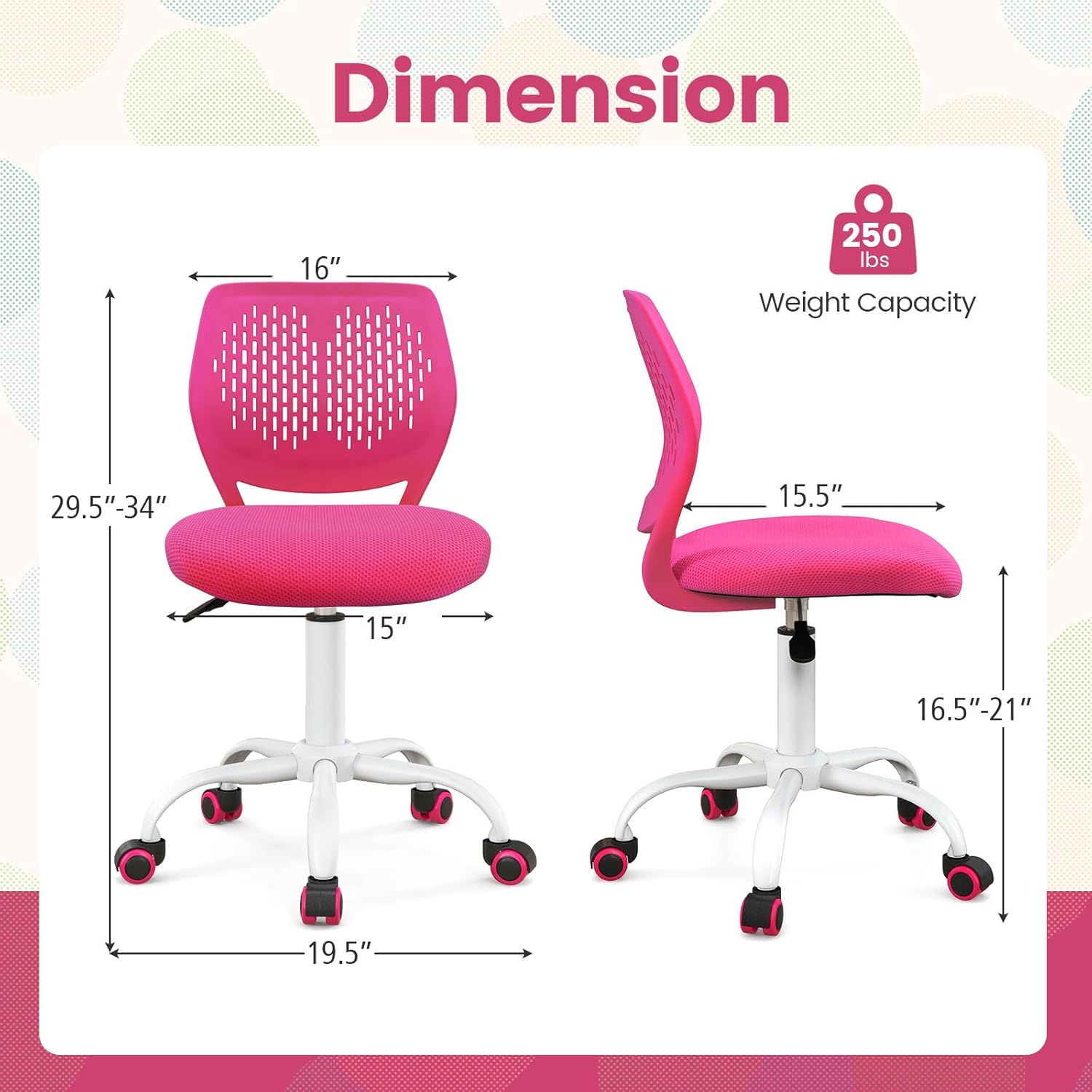 POWERSTONE Silla de escritorio pequeña, silla de computadora para oficina en casa, silla de trabajo sin brazos, silla giratoria ajustable con