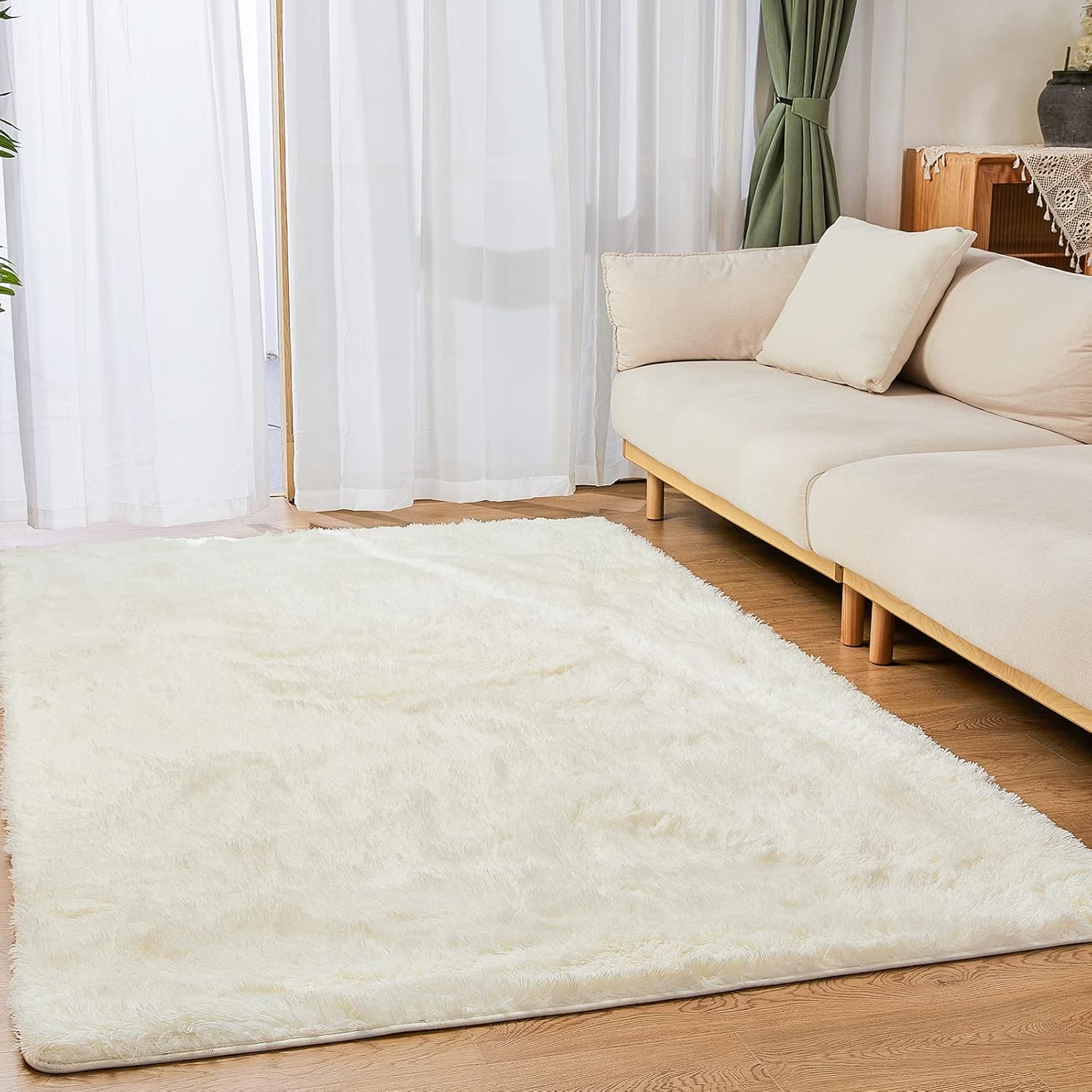 Alfombras suaves y esponjosas de 5 x 7 pies para dormitorio, alfombras peludas de felpa para sala de estar, aula, guardería, dormitorio, decoración