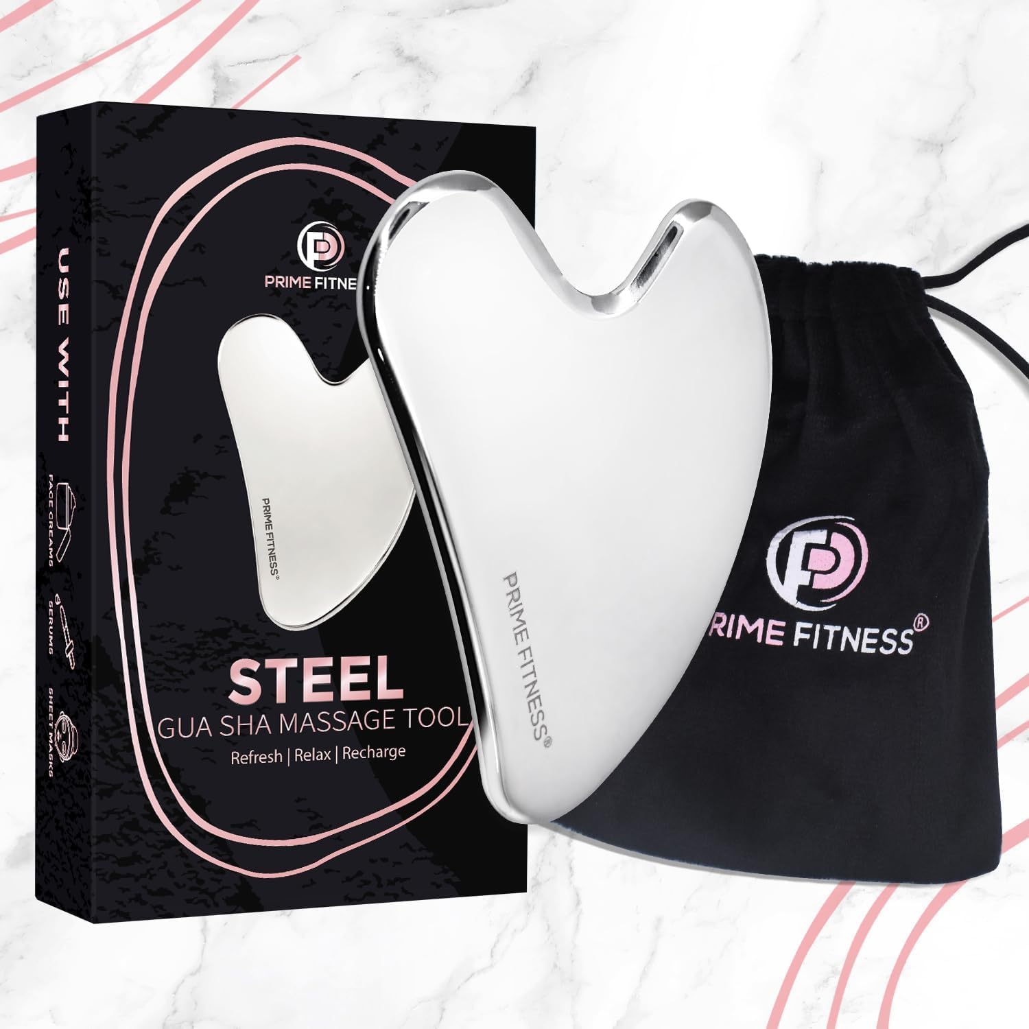 Gua Sha Herramientas faciales de acero inoxidable – Herramienta facial Gua Sha de acero inoxidable – Gua Sha – Herramienta Guasha – Masaje facial