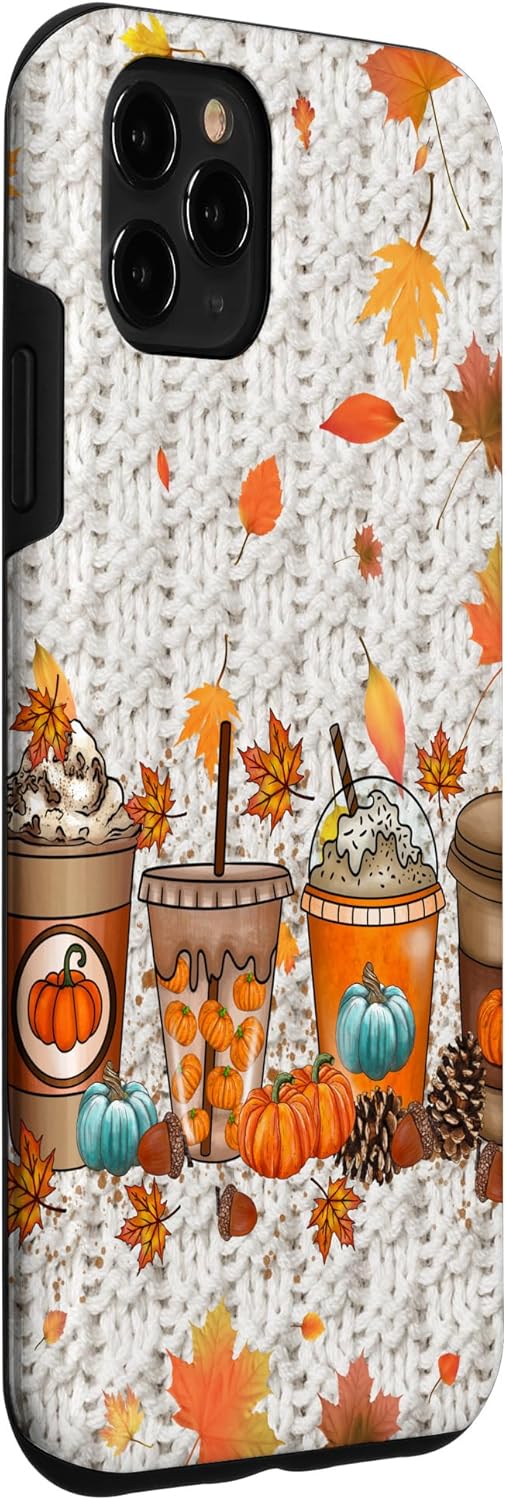 Funda para iPhone 11 Pro Max de Acción de Gracias, otoño, hojas de otoño, calabaza y especias