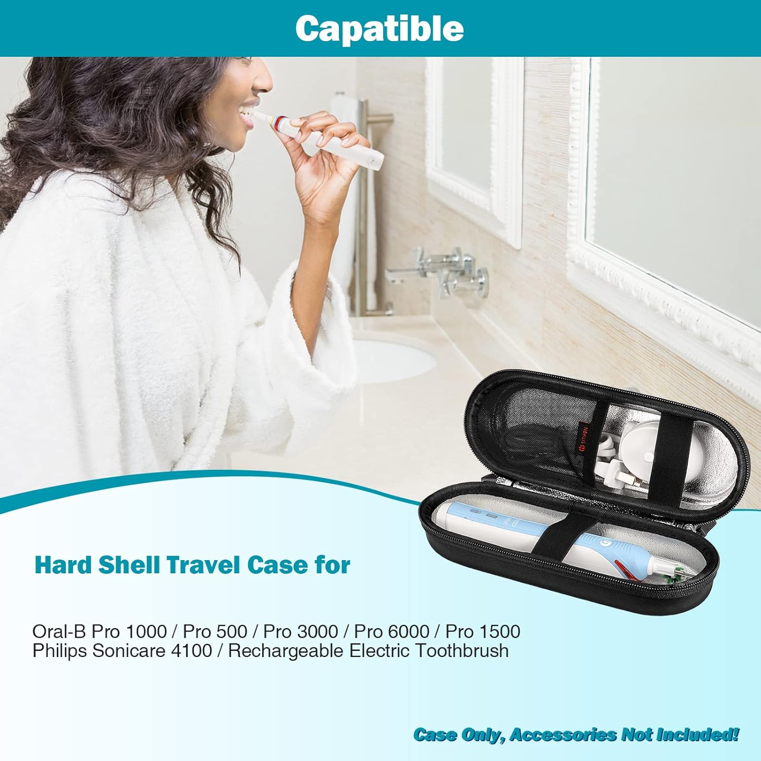 SITHON Funda de viaje rígida para Oral-BOral-B Pro SmartseriesPhilips Sonicare cepillo de dientes eléctrico protector limpio, funda protectora a
