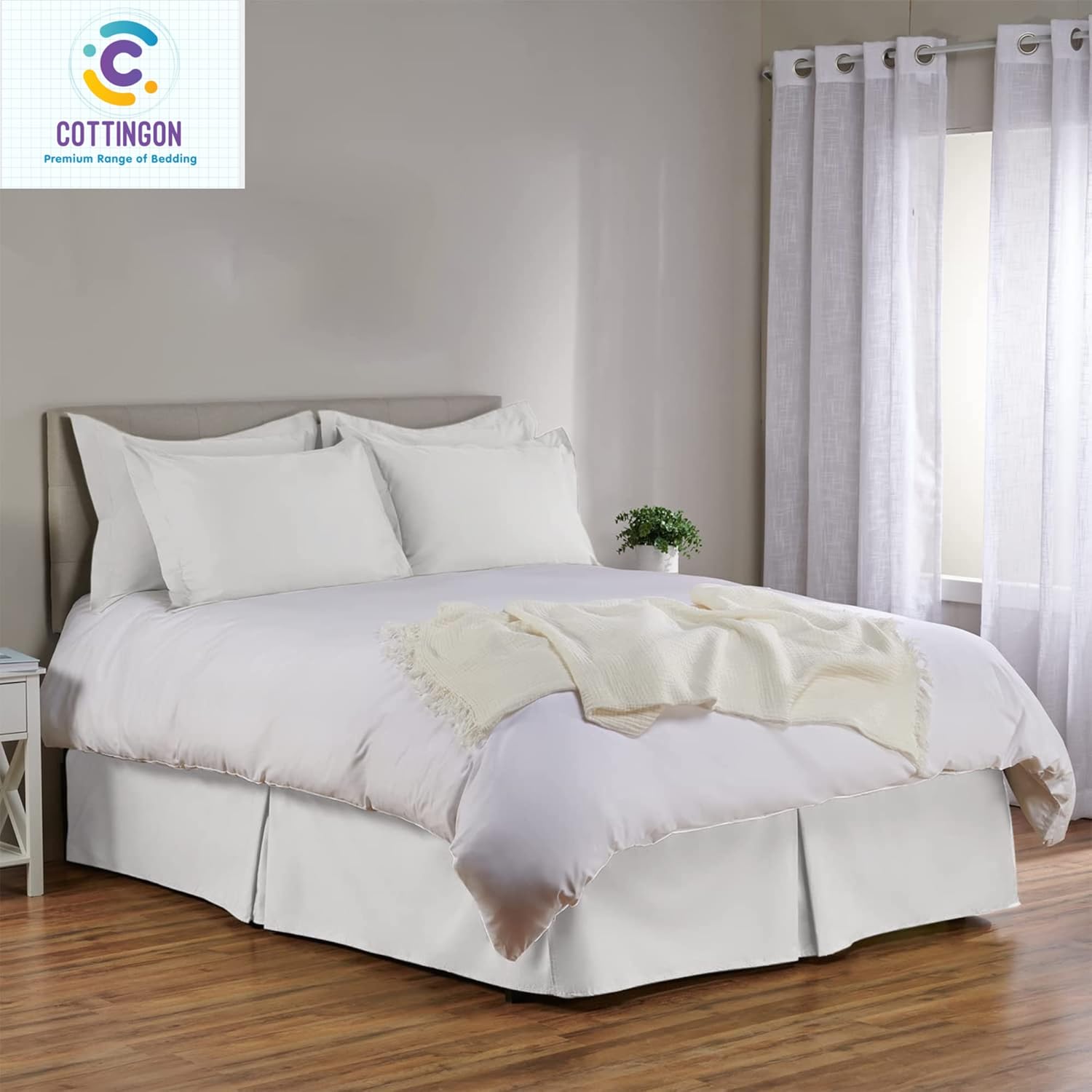 Falda de cama plisada con esquinas divididas, volantes plisados, caída a medida de 18 pulgadas, ajuste fácil, 100% microfibra suave, brillante y