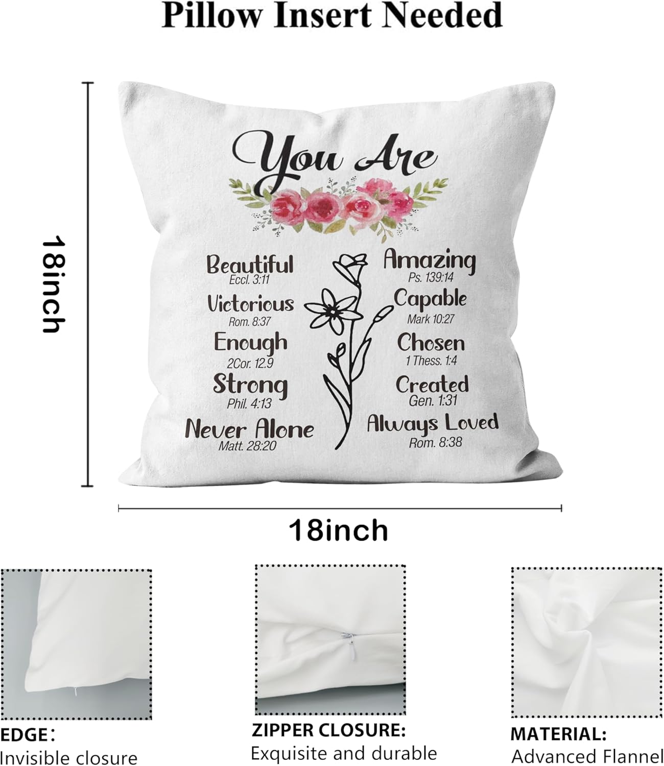 Regalos cristianos para mujeres, fundas de almohada de decoración cristiana de 18 x 18 pulgadas, regalos cristianos para mujeres, fundas de almohada