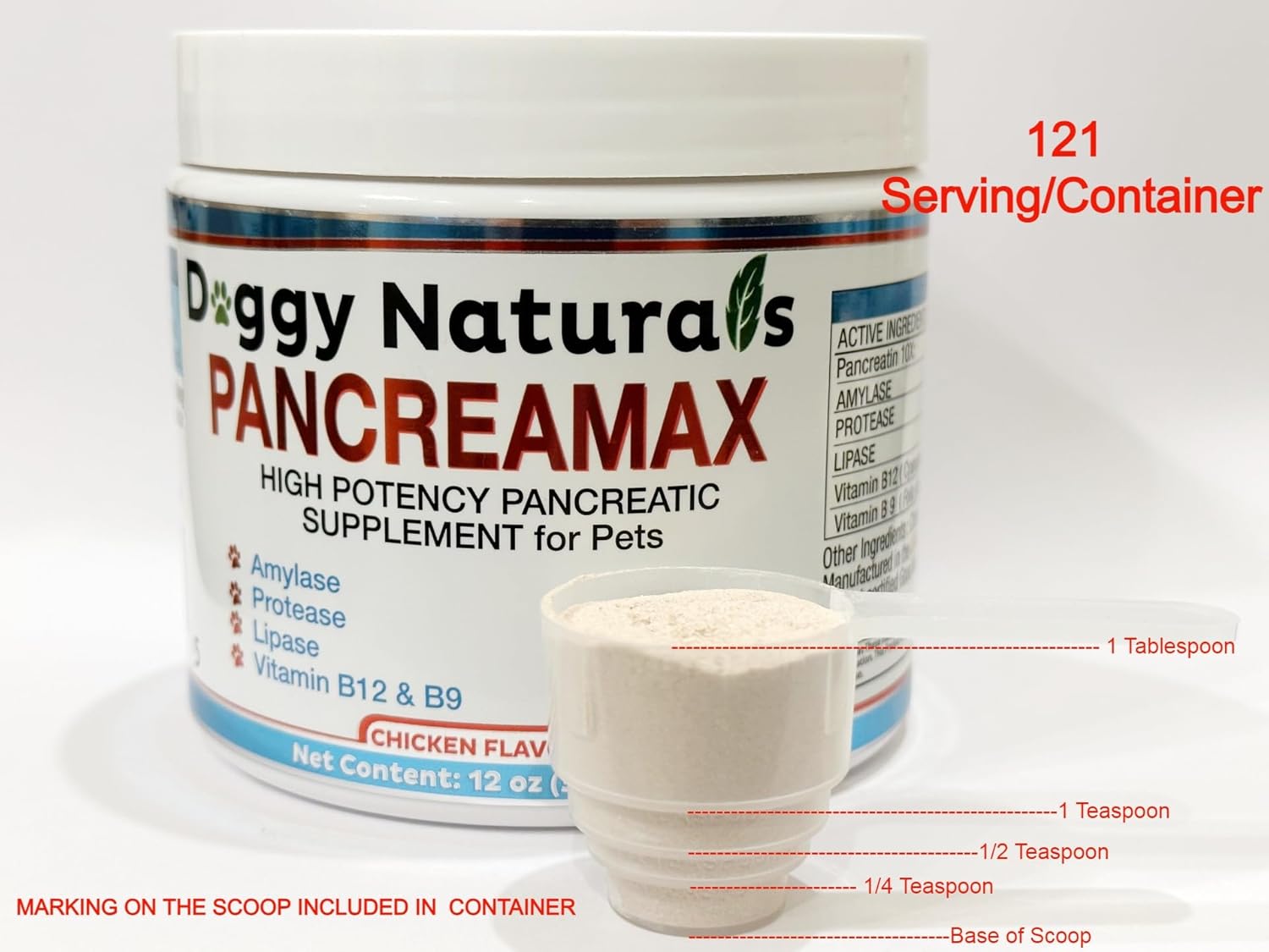PancreaMax – 10 suplementos de enzimas digestivas pancreáticas para gatos y perros (12 onzas) en polvo (fabricado en Estados Unidos). 10 pancreatina