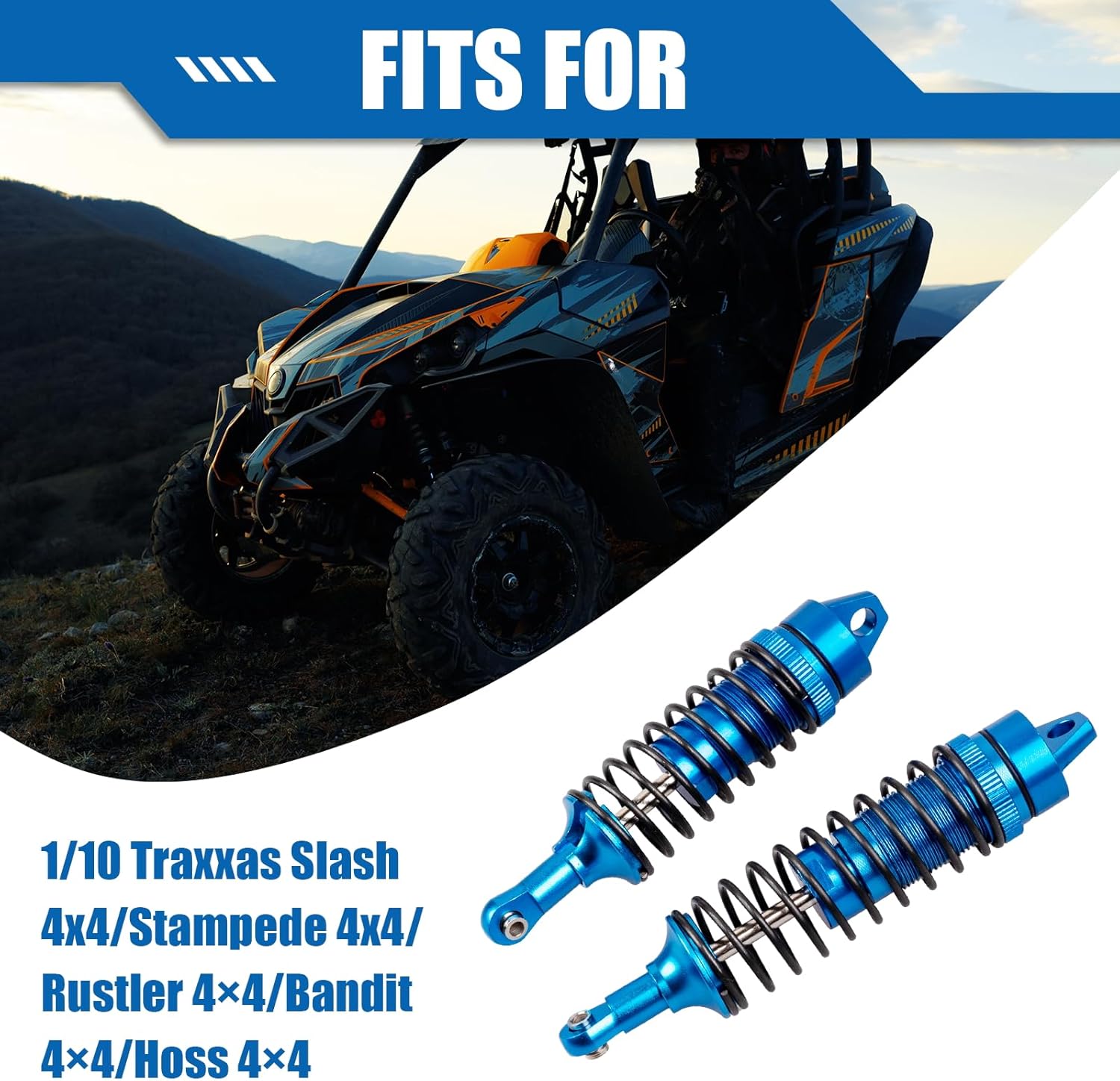 4 piezas de aleación de aluminio delantero y trasero choques para 110 Traxxas Slash 2WD 4X4 Rustler 4X4 VXL Hoss Stampede Bandit Nitro Amortiguador
