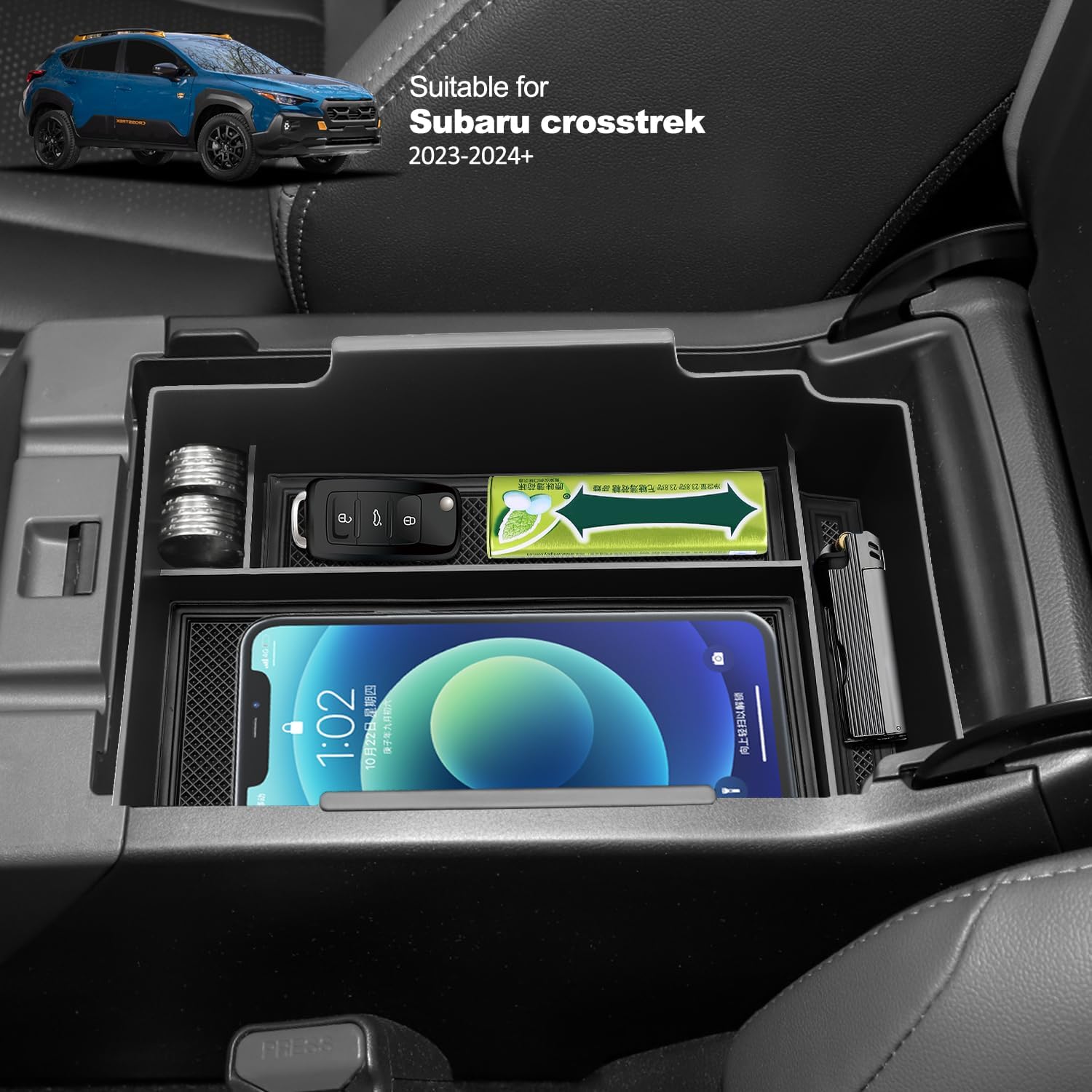 Organizador de consola central para Subaru Crosstrek 2024 (BasePremiumSportLimited) AccesoriosAccesorios Subaru Impreza 2023 2024+, bandeja