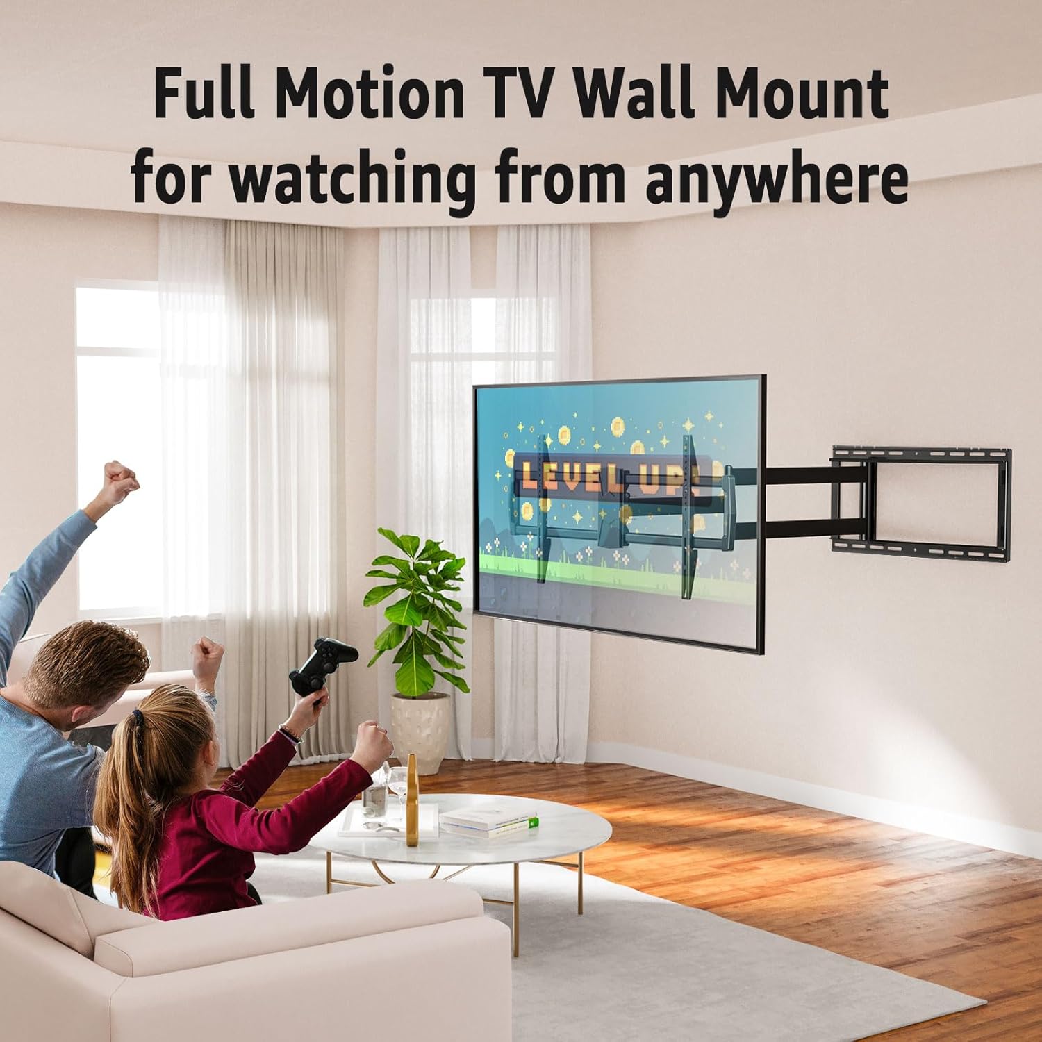 MOUNTUP MU0059 – Soporte de pared para TV de brazo largo con extensión de 40 pulgadas, soporte de movimiento completo para televisores de 42 a 90