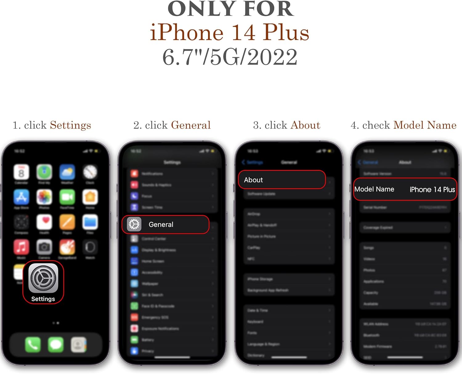 LOHASIC Funda de teléfono para iPhone 14 Plus, vista de logotipo, piel sintética vintage de lujo elegante para hombres y mujeres, agarre