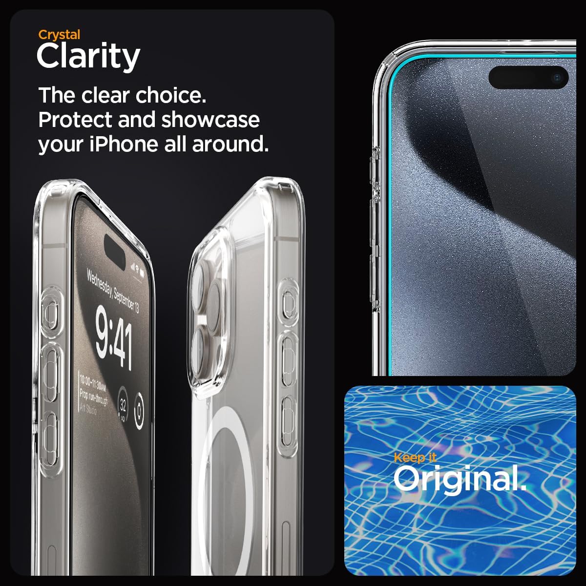 Spigen MagFit – Funda magnética ultra híbrida diseñada para iPhone 15 Pro Max, protector de pantalla de vidrio EZ Fit, antiamarilleo, protección de