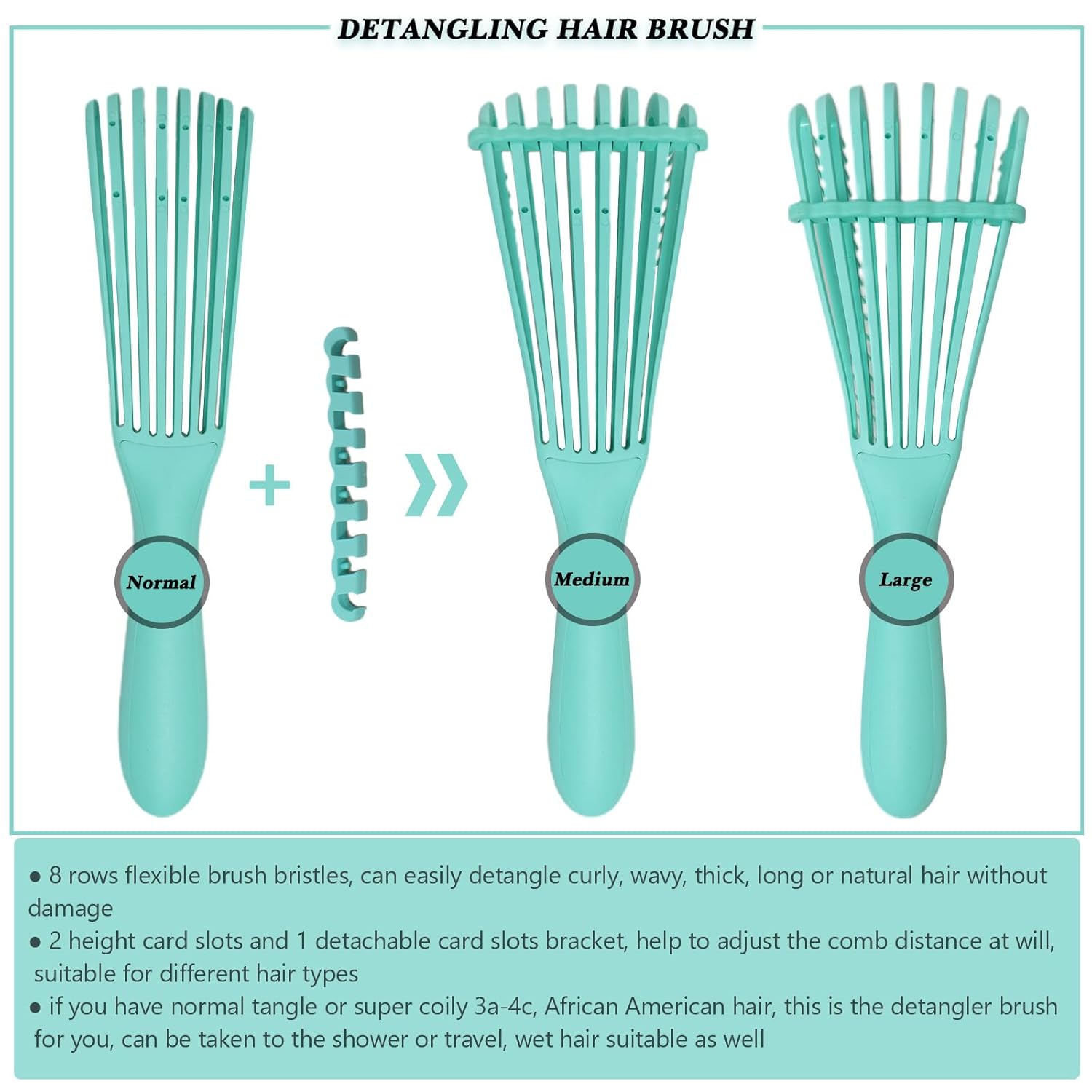 Cepillo desenredante para mujer, cabello rizado y húmedo, cepillo para desenredar, peine de dientes anchos, peines de cola de rata para separar el