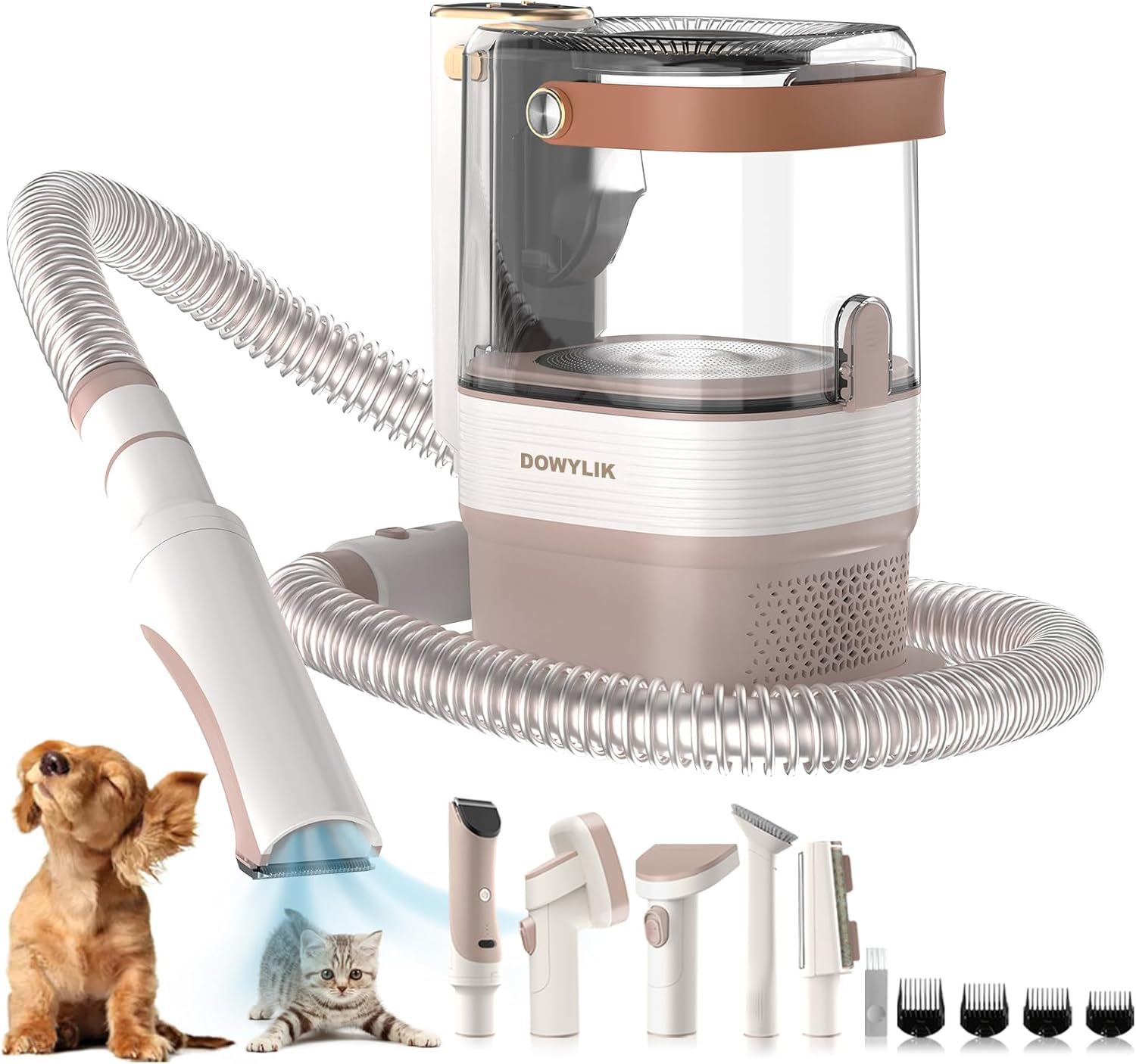 Aspiradora de aseo para mascotas, 15Kpa 3.5L Aspiradora de aseo de perros para quitar succión 99% pelo de mascotas, kit de aseo de perros con 6