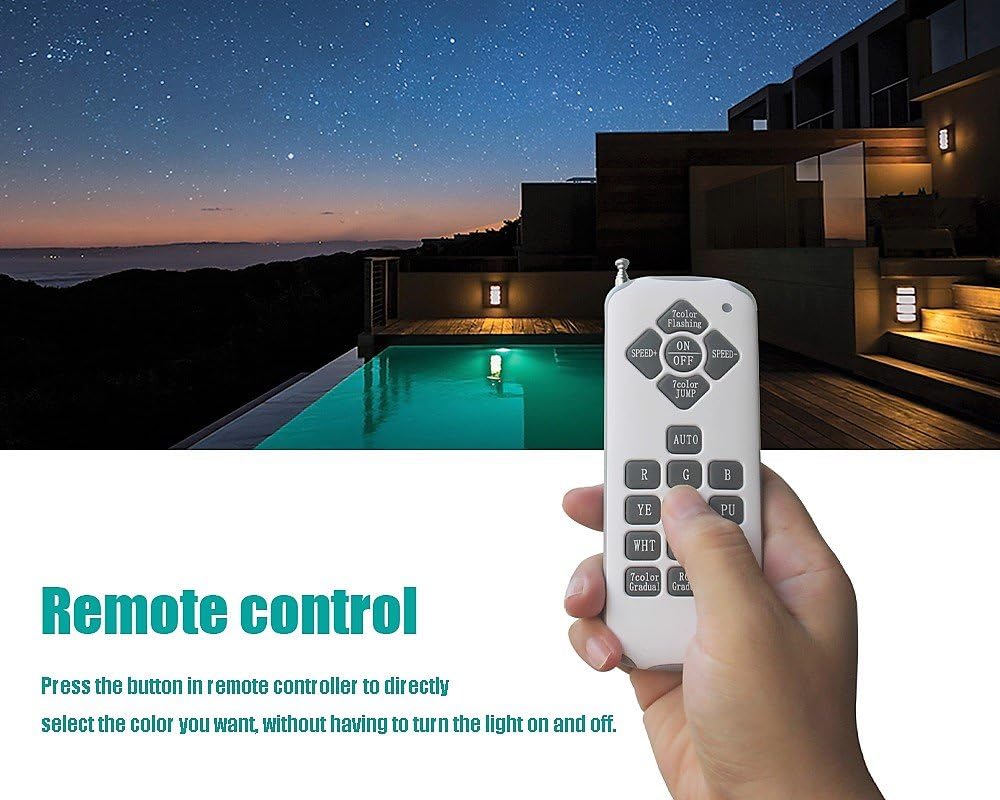 Lámpara LED que cambia de color, 35 vatios, reemplaza a focos incandescentes de 500 vatios en luces de albercas y spa, control remoto, show de 14