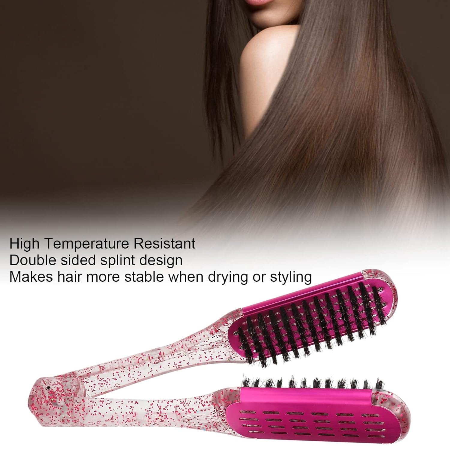 Cepillo de doble cara, en forma de V, doble peine para alisar el cabello, peine de férula de pelo suave, cepillo de abrazadera, herramienta de