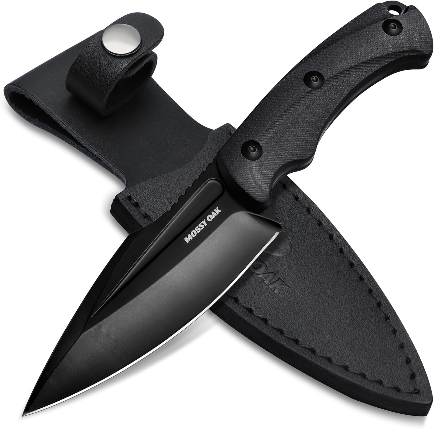 Mossy Oak Cuchillo de caza con funda, cuchillo de hoja fija de espiga completa, cuchillos al aire libre para supervivencia, campamento, senderismo