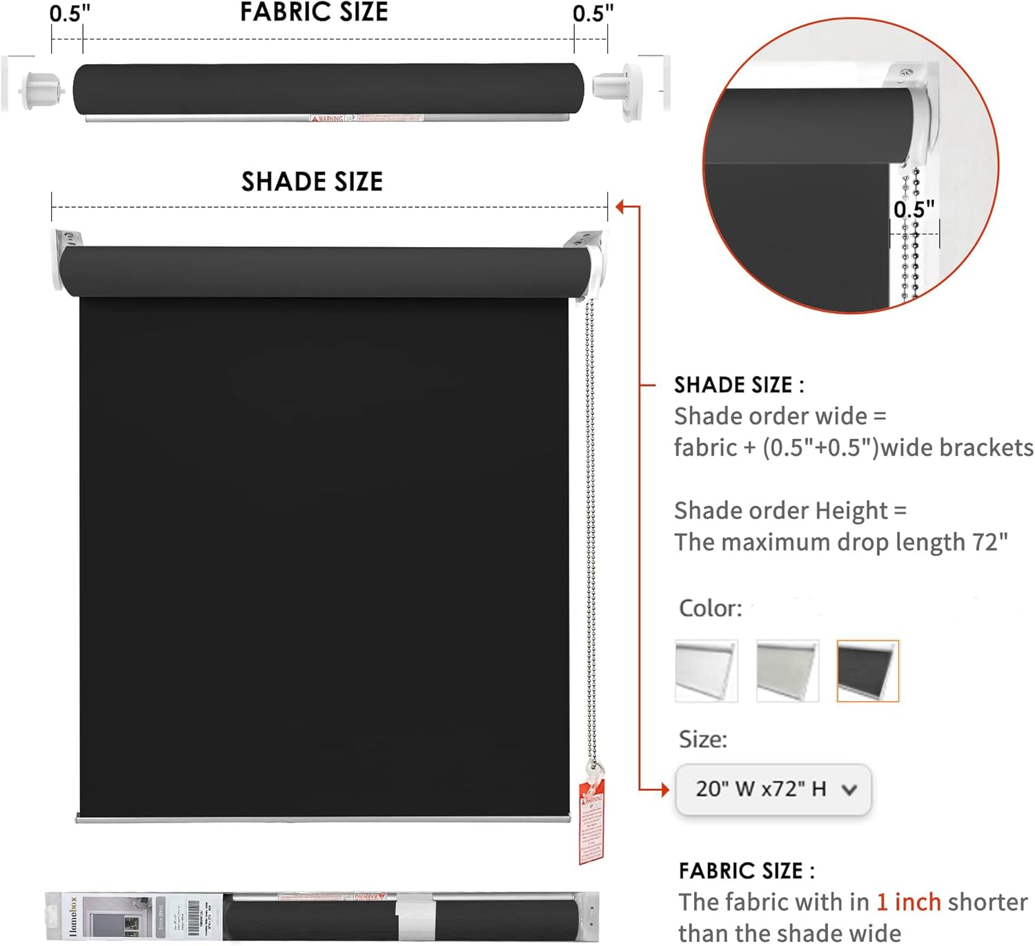 homebox cortinas enrollables 100% opacas, con aislamiento térmico, tela impermeable con protección ultravioleta, con cadena, para hogar y oficina