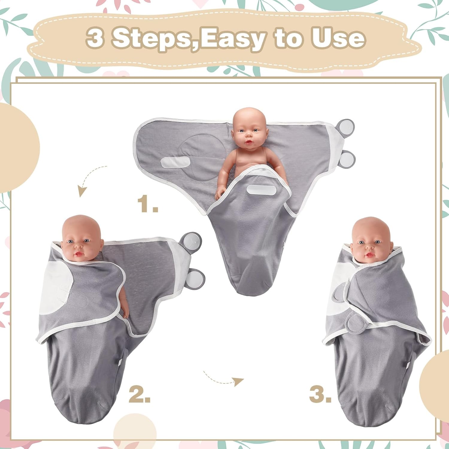 Buryeah Juego de 6 bolsas de dormir para bebé recién nacido, ajustables, suaves y de algodón puro, para bebé, manta suave para recién nacido (serie