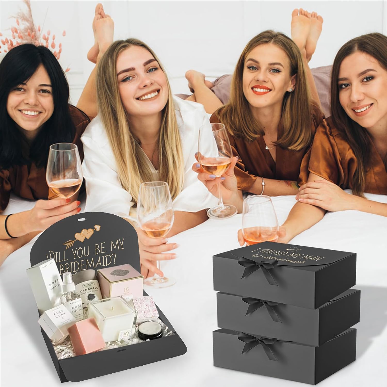 Ocmoiy Paquete de 12 cajas de regalo con tapas de 10.6 x 7.8 x 3.1 pulgadas, cajas de regalo negras para boda, baby shower, fiesta de cumpleaños,