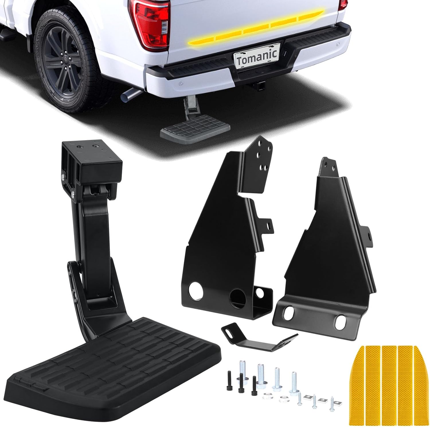 75328-01A – Escalón para cama trasera de camión compatible con Ford F150 (2021-2023) (excluye escape doble), parachoques retráctil, escalón de pie