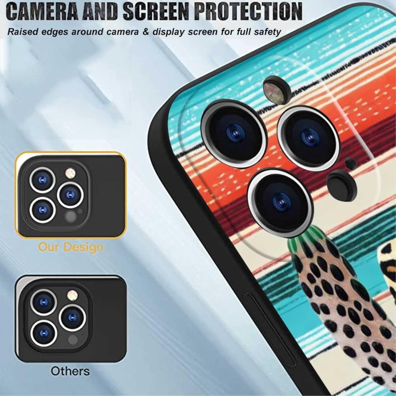 Funda compatible con iPhone 14 Pro Max Western, turquesa occidental, cactus leopardo, guepardo, vaquera, rayas mexicanas, serape vaquero, para