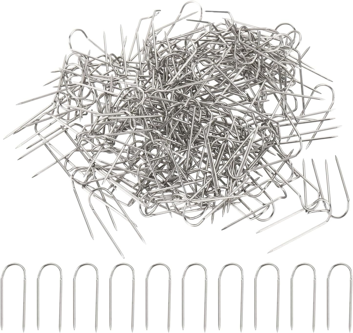 PATIKIL Pasadores de horquilla, 200 pines de acero inoxidable para coser en U de 0.9 pulgadas, pasadores de doble bloqueo para coser joyas, tela,