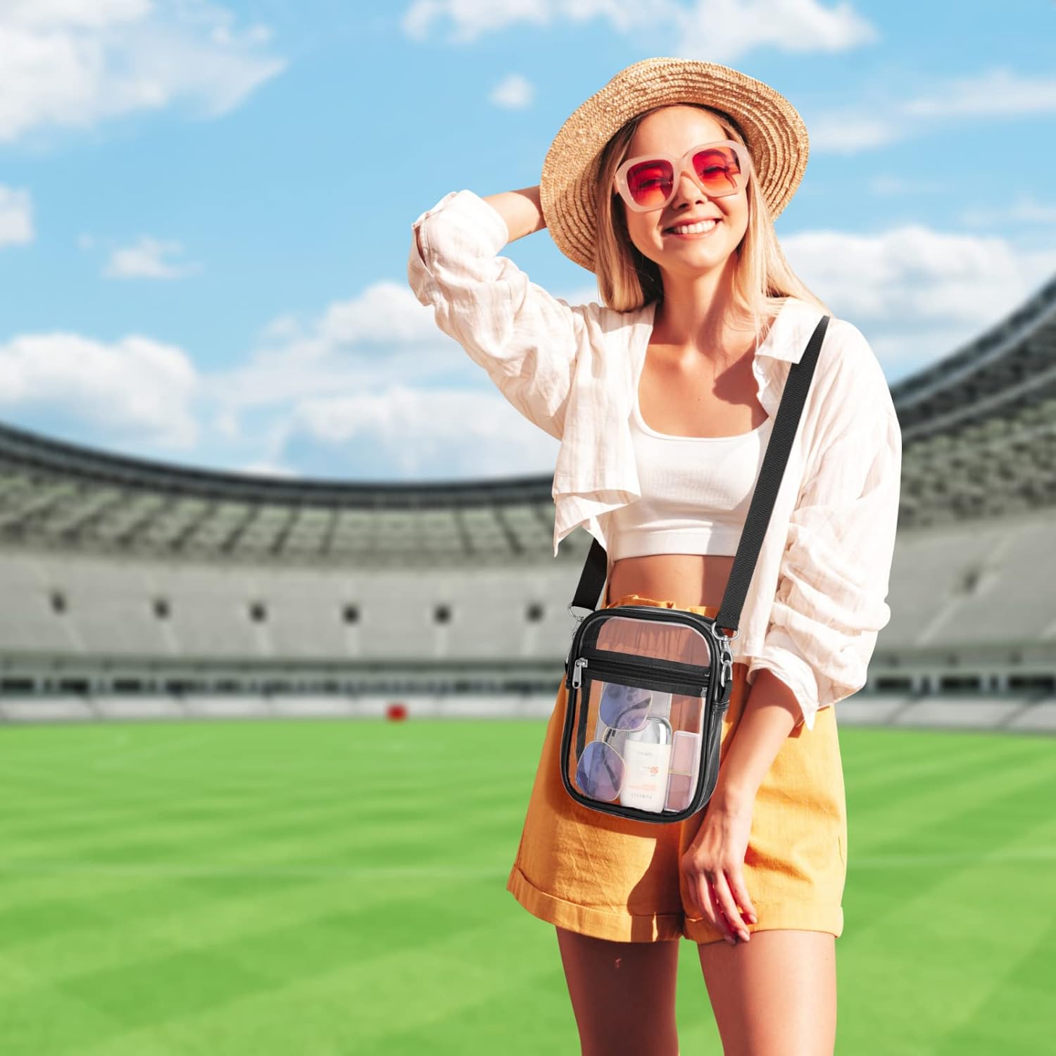 PACKISM Paquete de 2 bolsas de aseo aprobadas por la TSA y bolsa transparente aprobada por el estadio, venta de paquetes, 1 mediano, 1 grande blanco