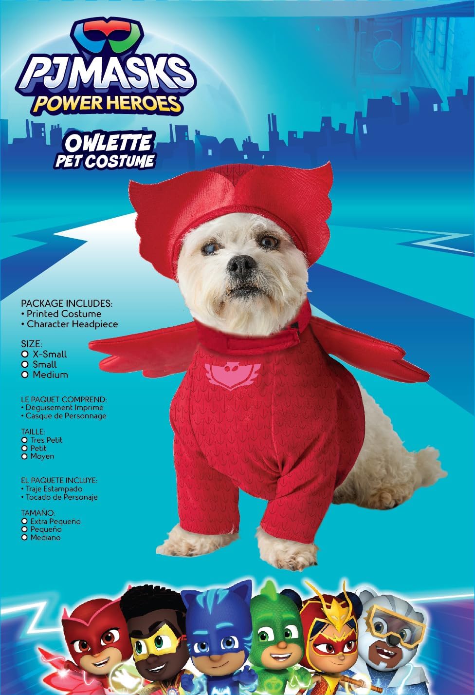 PJ Masks – Disfraz de búho para perro, disfraz para perros, talla M