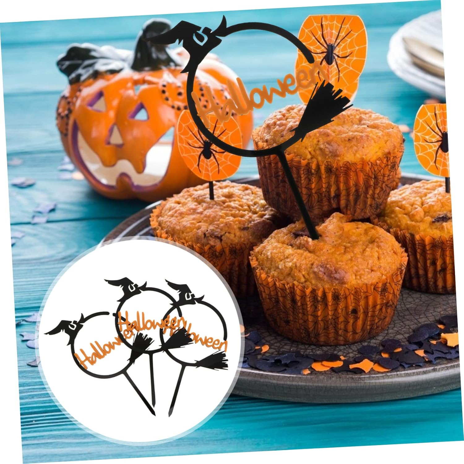 10 piezas de tarjetas de Halloween, palillos para tartas de Halloween, decoración de postre de Halloween, decoración de fiesta de Halloween,