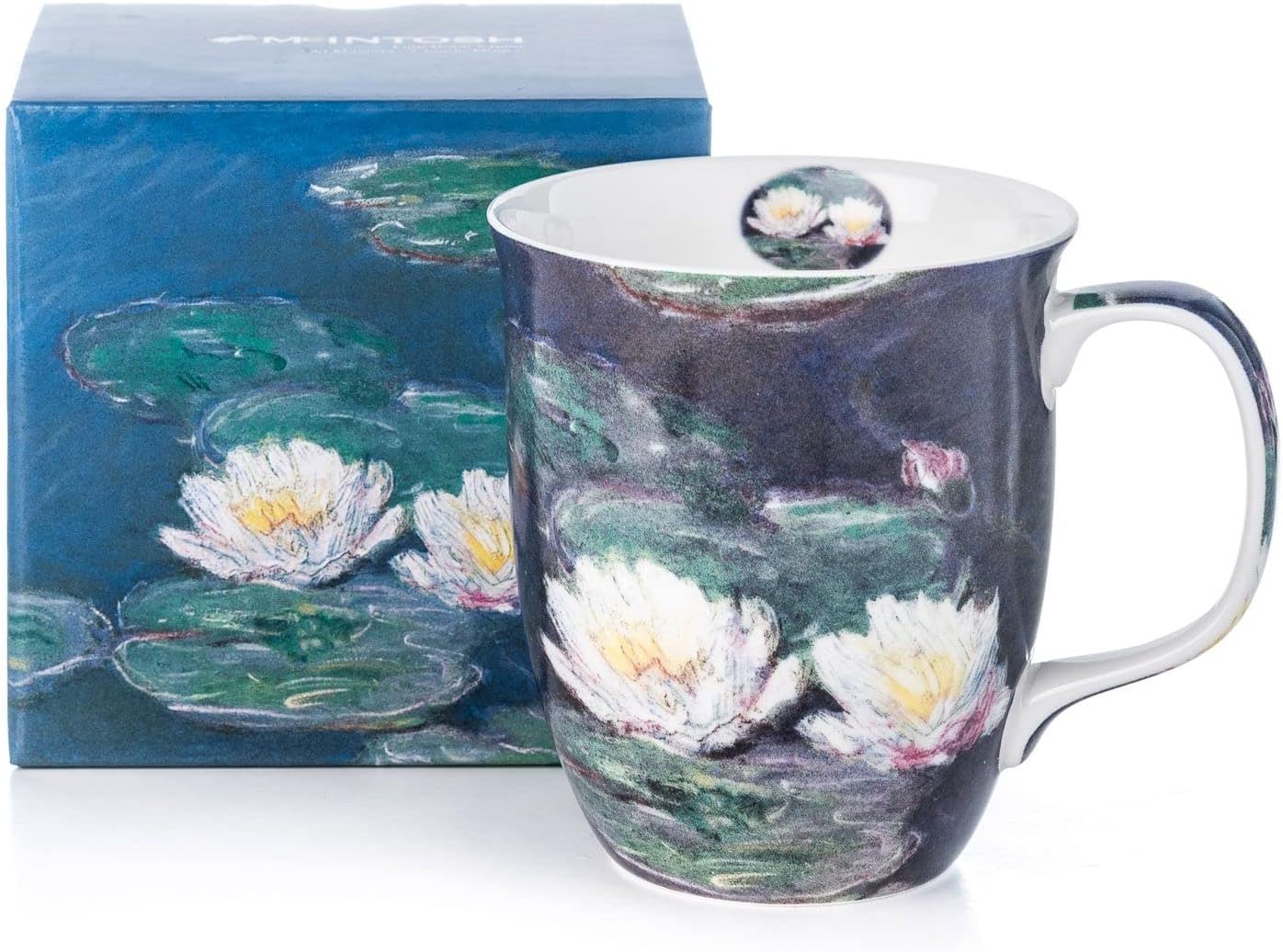 McIntosh Old Masters Claude Monet Water Lilies – Taza de porcelana fina (12.5 onzas) en caja de regalo a juego