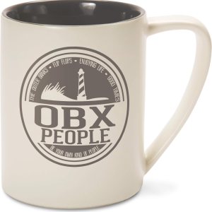 Pavilion Gift Company Taza de café gris y crema de 18 oz OBX People Pavilion Gift Company Taza de café gris y crema de 18 oz OBX People